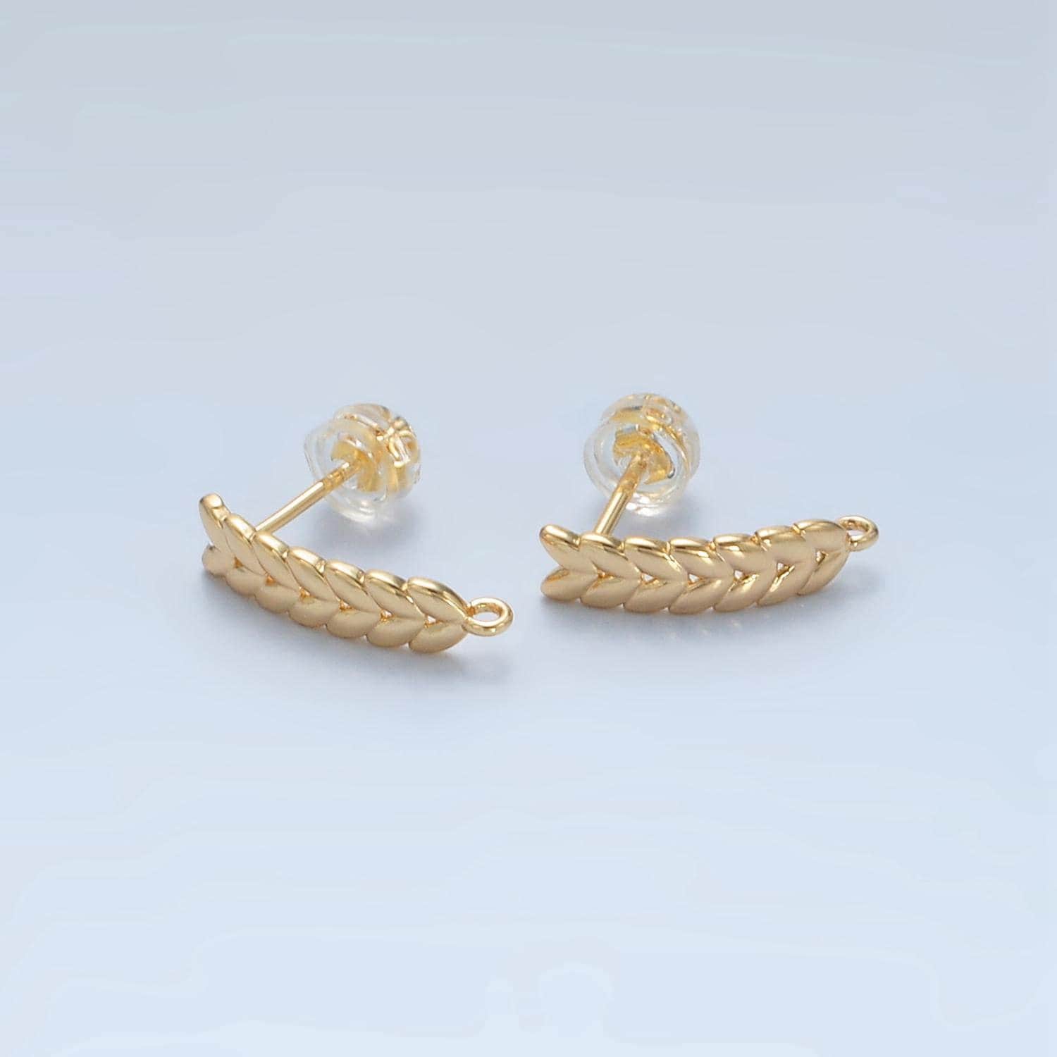 Open loop feather drop stud earrings findings 24k gold filled z-876