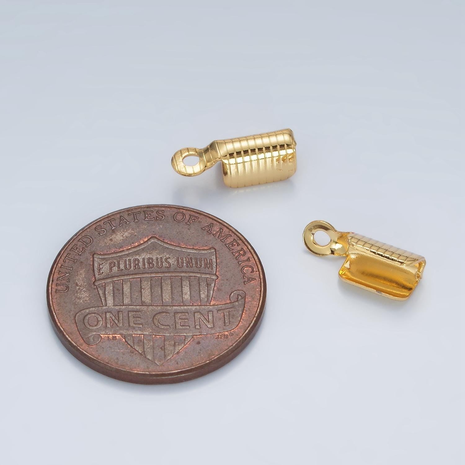 1x mini gold filled crimps fold over cord ends - crimp end cap clamps tubes crimps 4 mm inside diameter z865