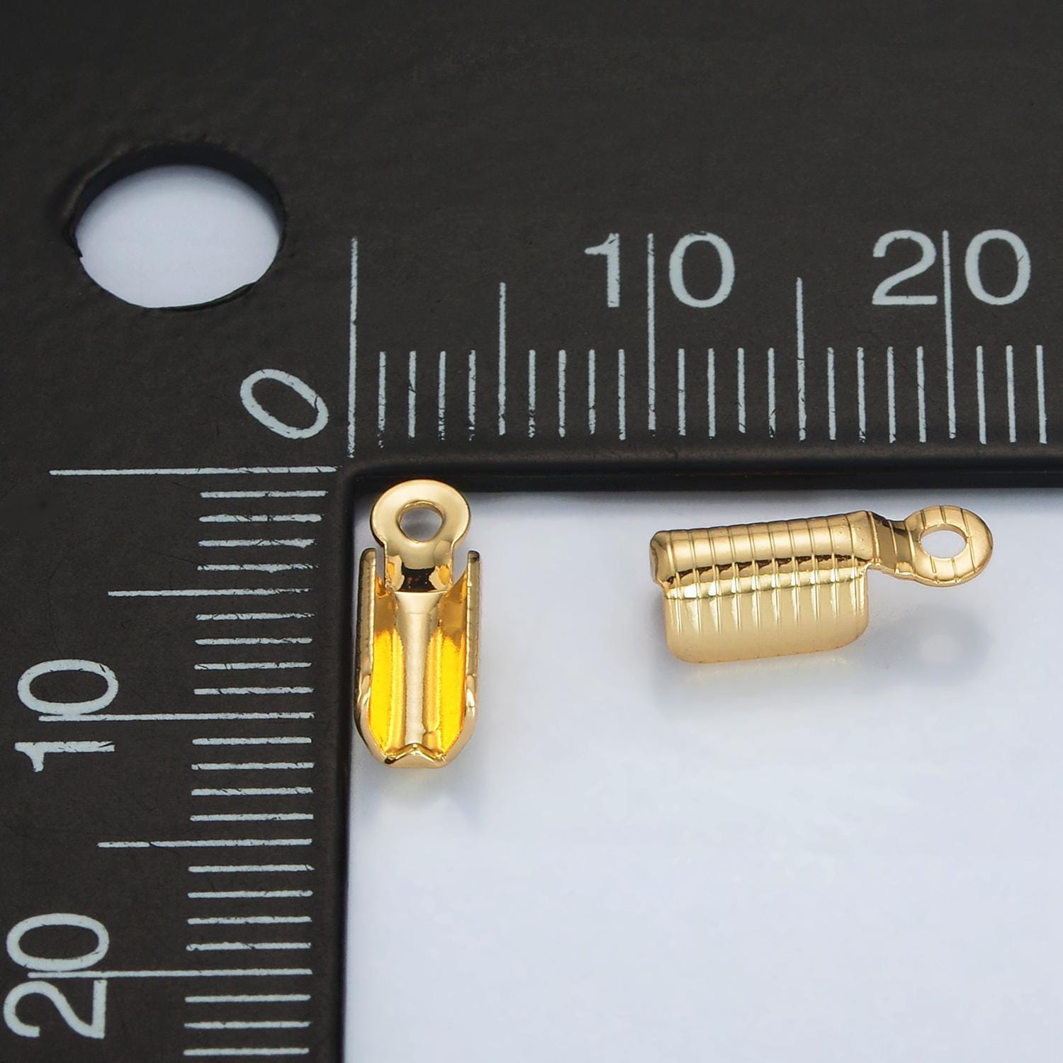 1x mini gold filled crimps fold over cord ends - crimp end cap clamps tubes crimps 4 mm inside diameter z865