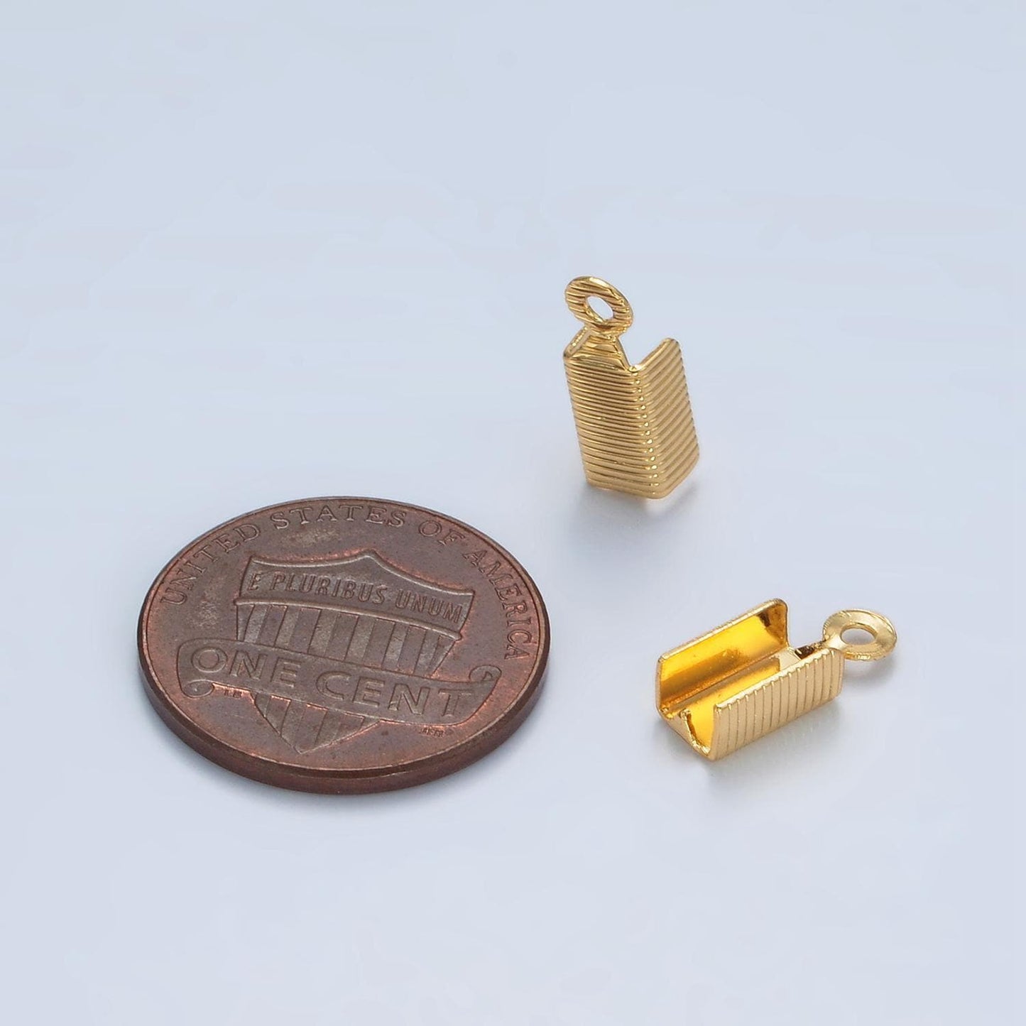 1x mini gold filled crimps fold over cord ends - crimp end cap clamps tubes crimps 4.5 mm inside diameter z865
