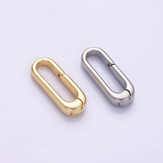 Gold & silver 15.8mm simple slim oval clasp | z-804