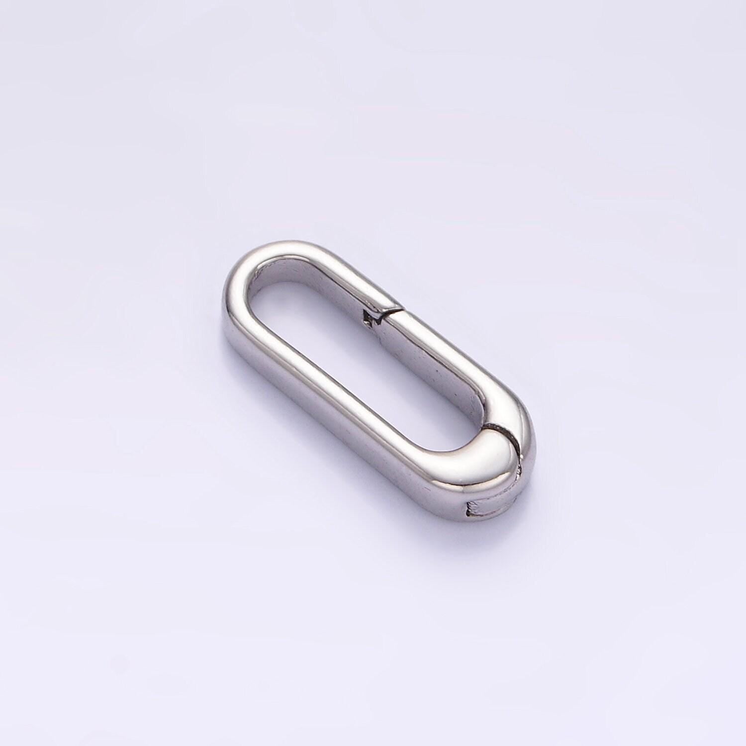 Gold & silver 15.8mm simple slim oval clasp | z-804