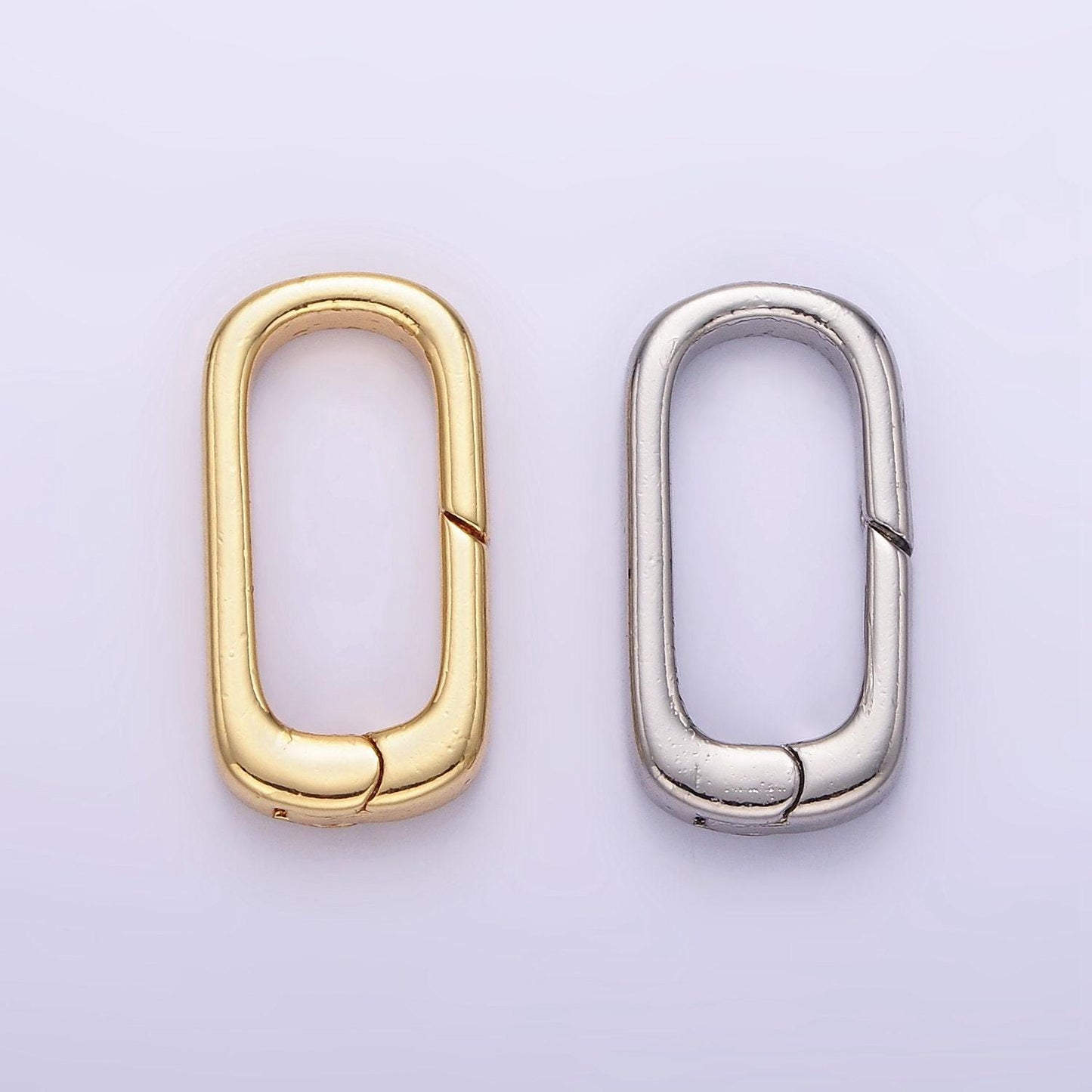 Dainty gold filled push in oval clasp for charm holder clasp pendants, 19.9 x 10.2mm silver clasp enhancer necklace component z-800