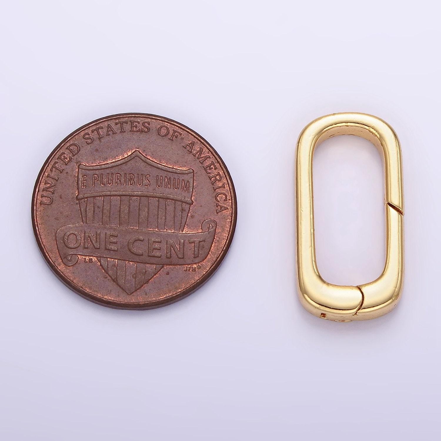 Dainty gold filled push in oval clasp for charm holder clasp pendants, 19.9 x 10.2mm silver clasp enhancer necklace component z-800