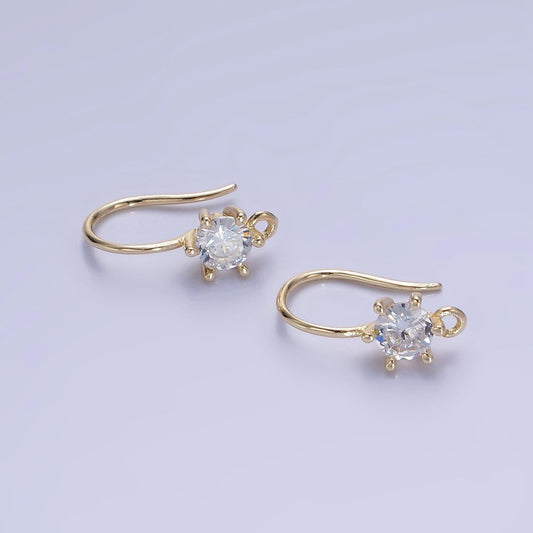 14k gold filled 15mm clear cz flower french hook earrings findings | z-754
