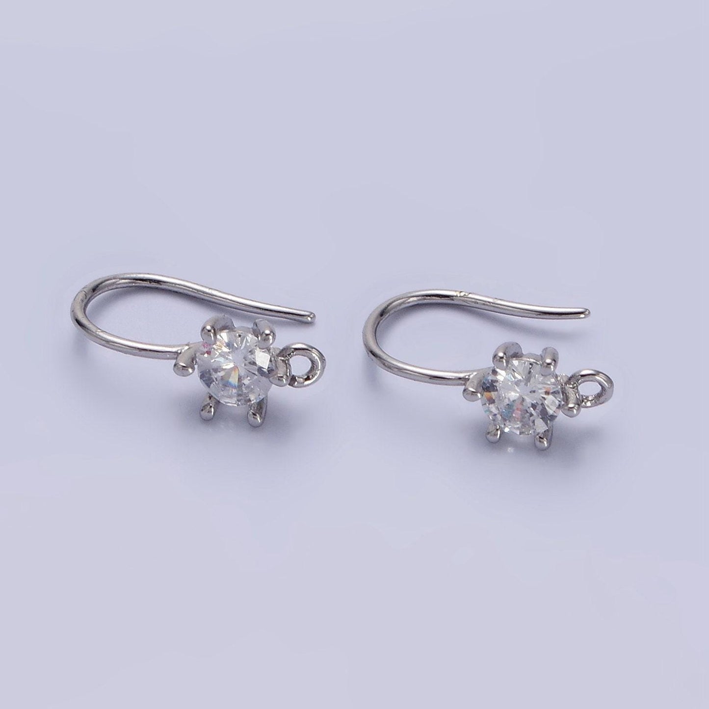 14k gold filled 15mm clear cz flower french hook earrings findings | z-754