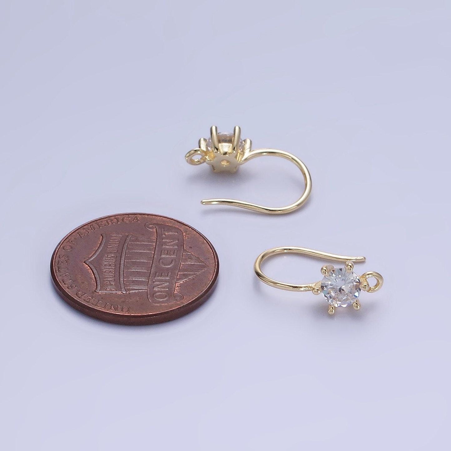 14k gold filled 15mm clear cz flower french hook earrings findings | z-754