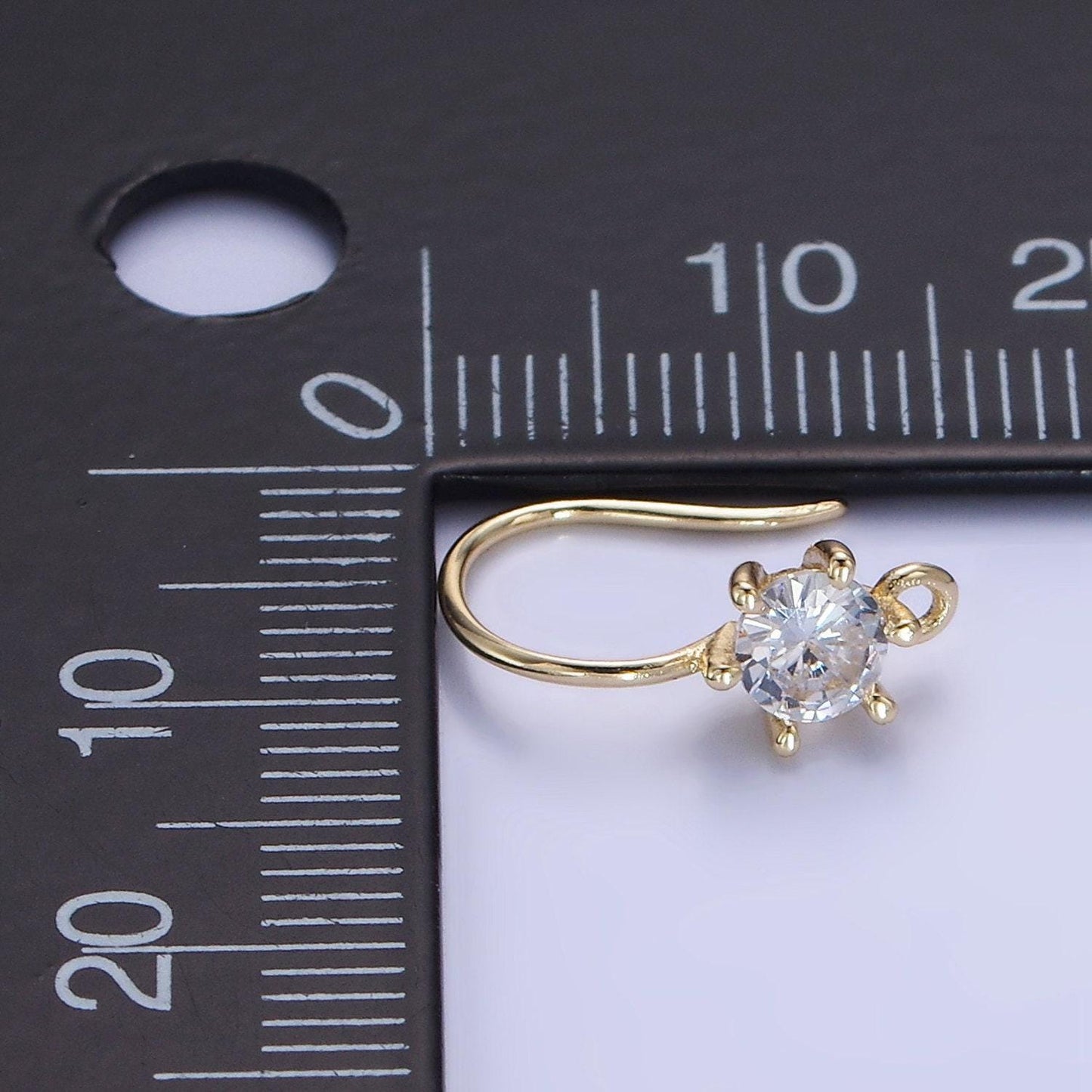 14k gold filled 15mm clear cz flower french hook earrings findings | z-754