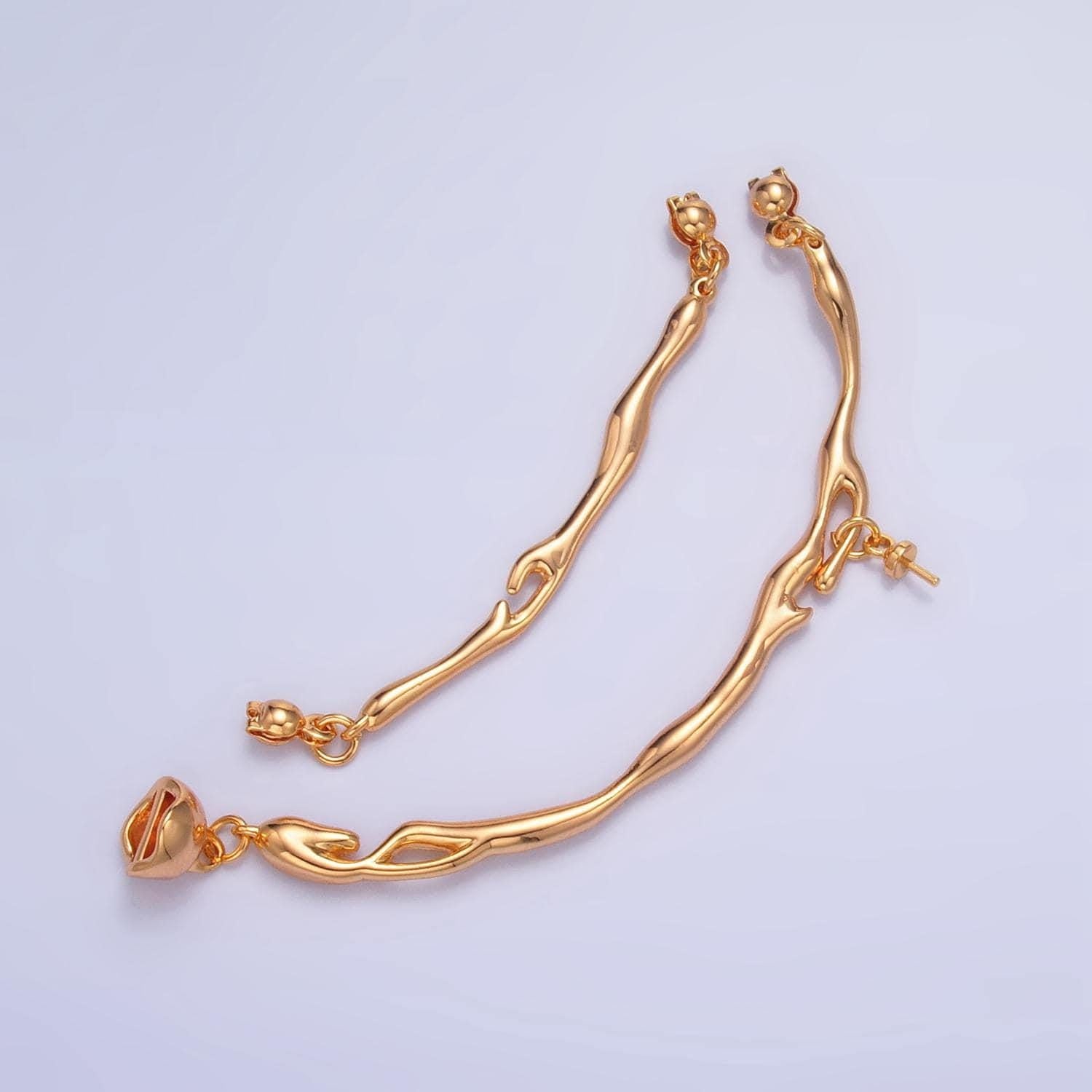 Center molten drip needle drop connector finding set in gold & silver | z-776