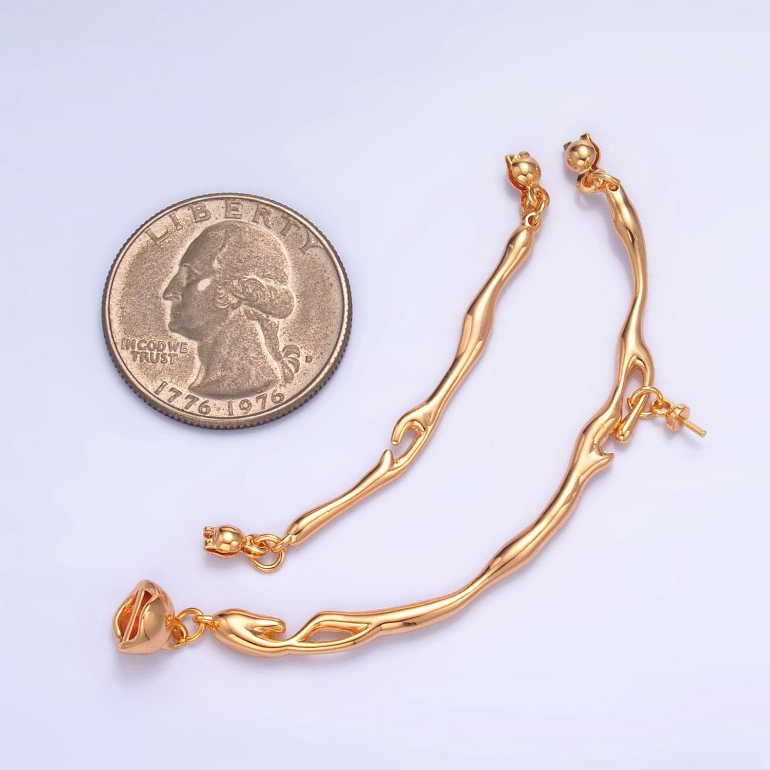 Center molten drip needle drop connector finding set in gold & silver | z-776