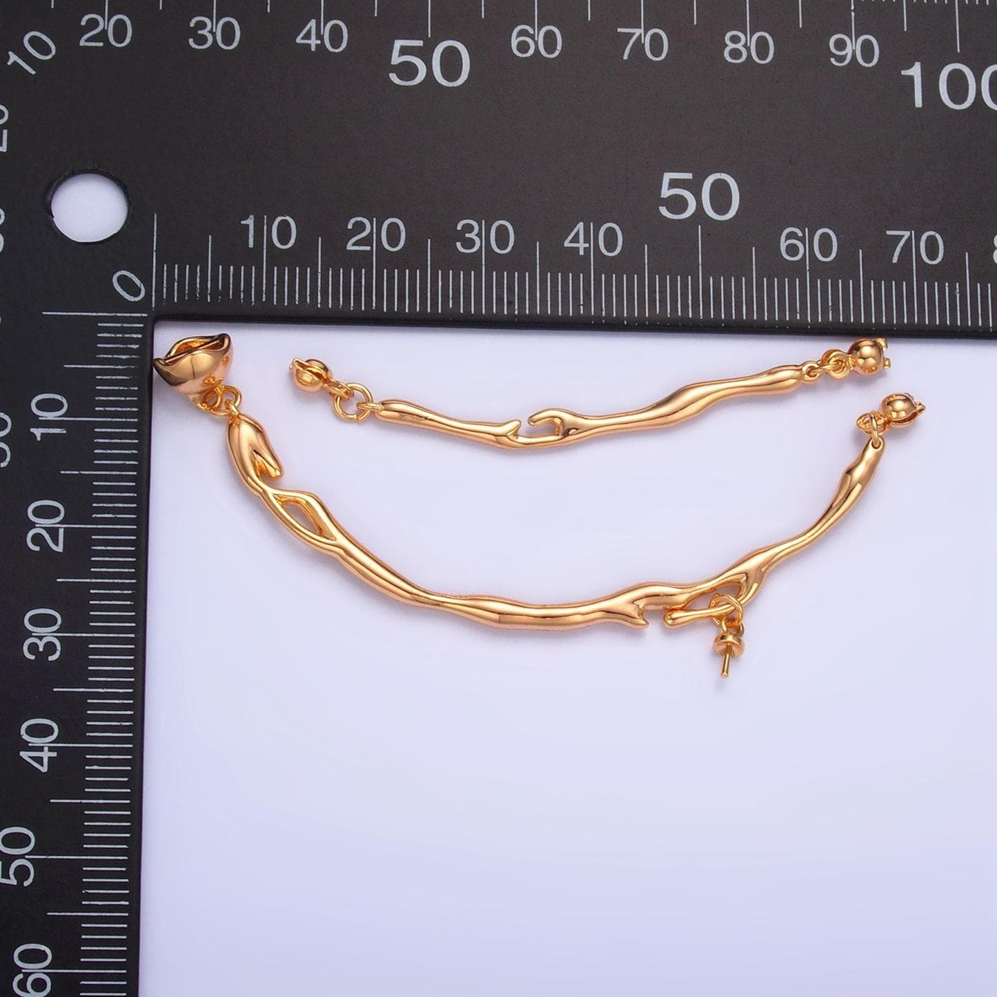 Center molten drip needle drop connector finding set in gold & silver | z-776