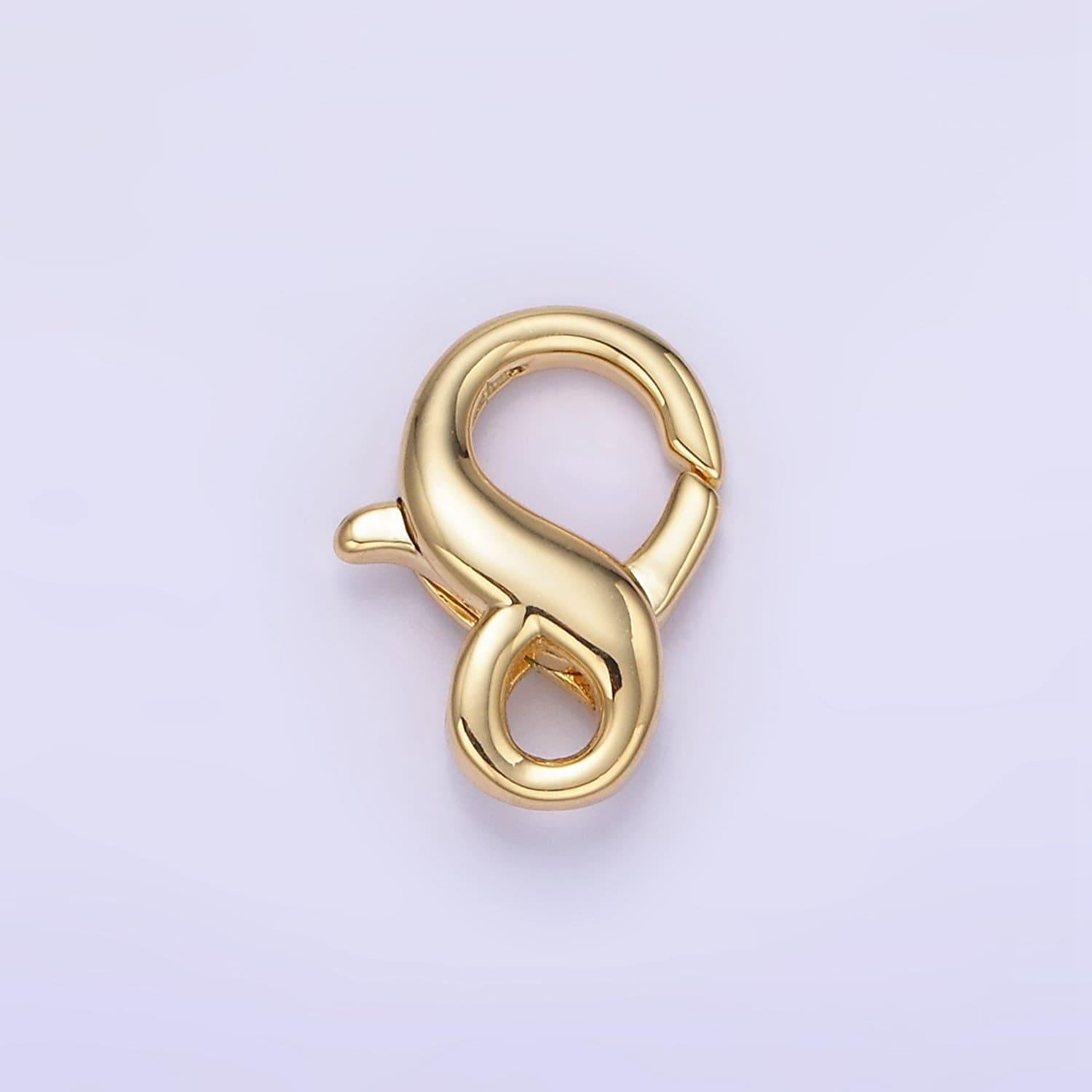 Dainty gold clasp 15.2mm x 11.7mm lobster claw clasps jewelry making closure supply | z765