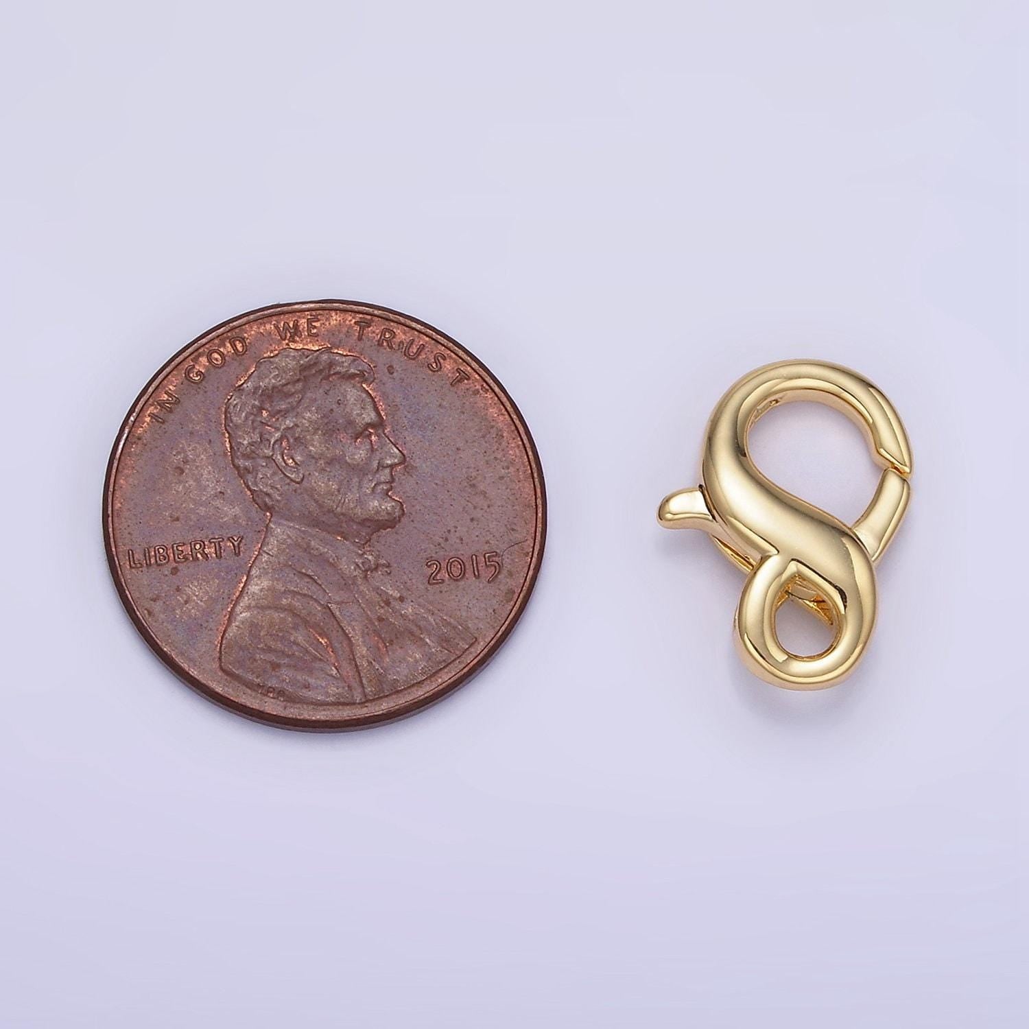 Dainty gold clasp 15.2mm x 11.7mm lobster claw clasps jewelry making closure supply | z765