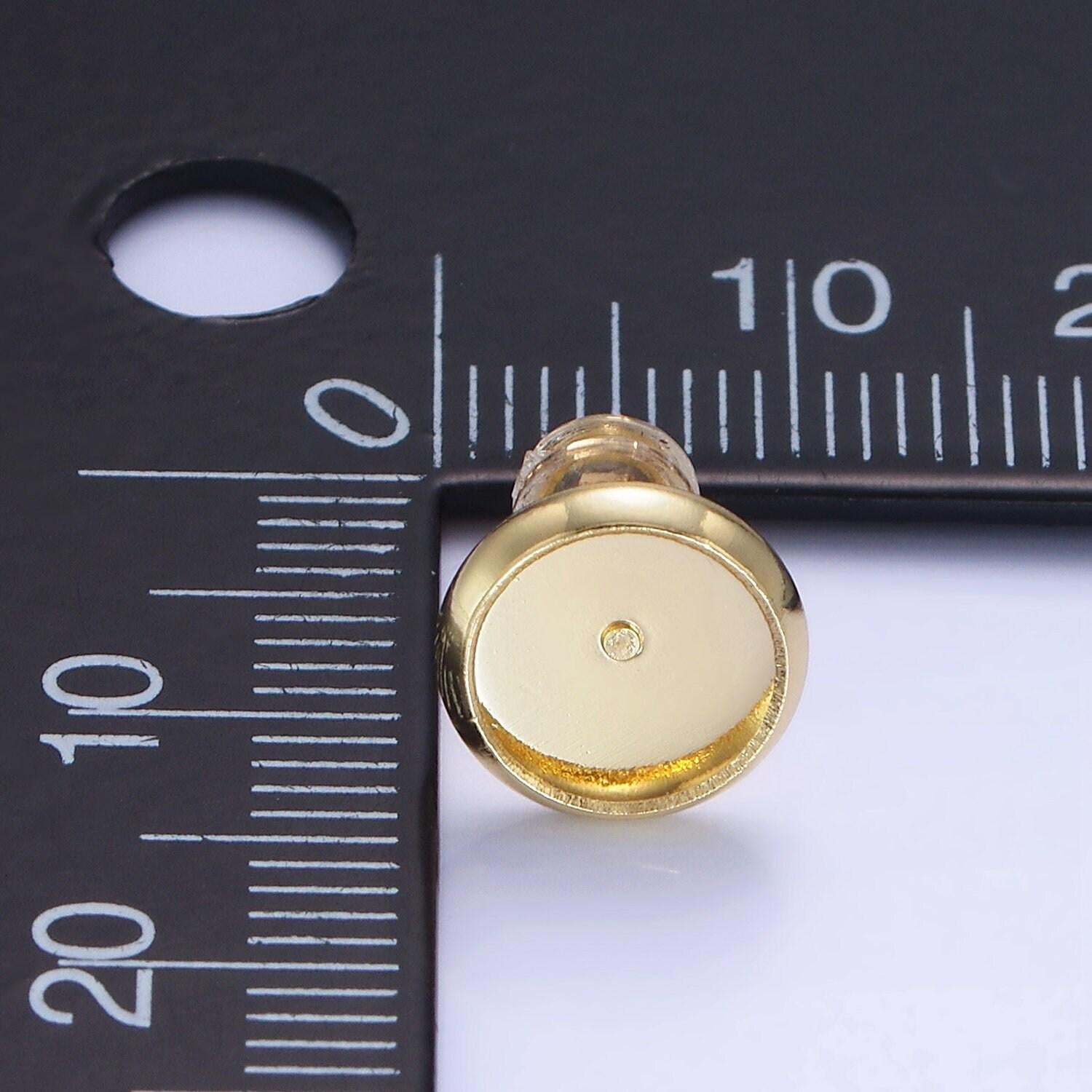 14k gold filled 8 10 mm tray dainty stud earring setting for earring making jewelry supplies, bezel cabochon stud setting diy supply z-761