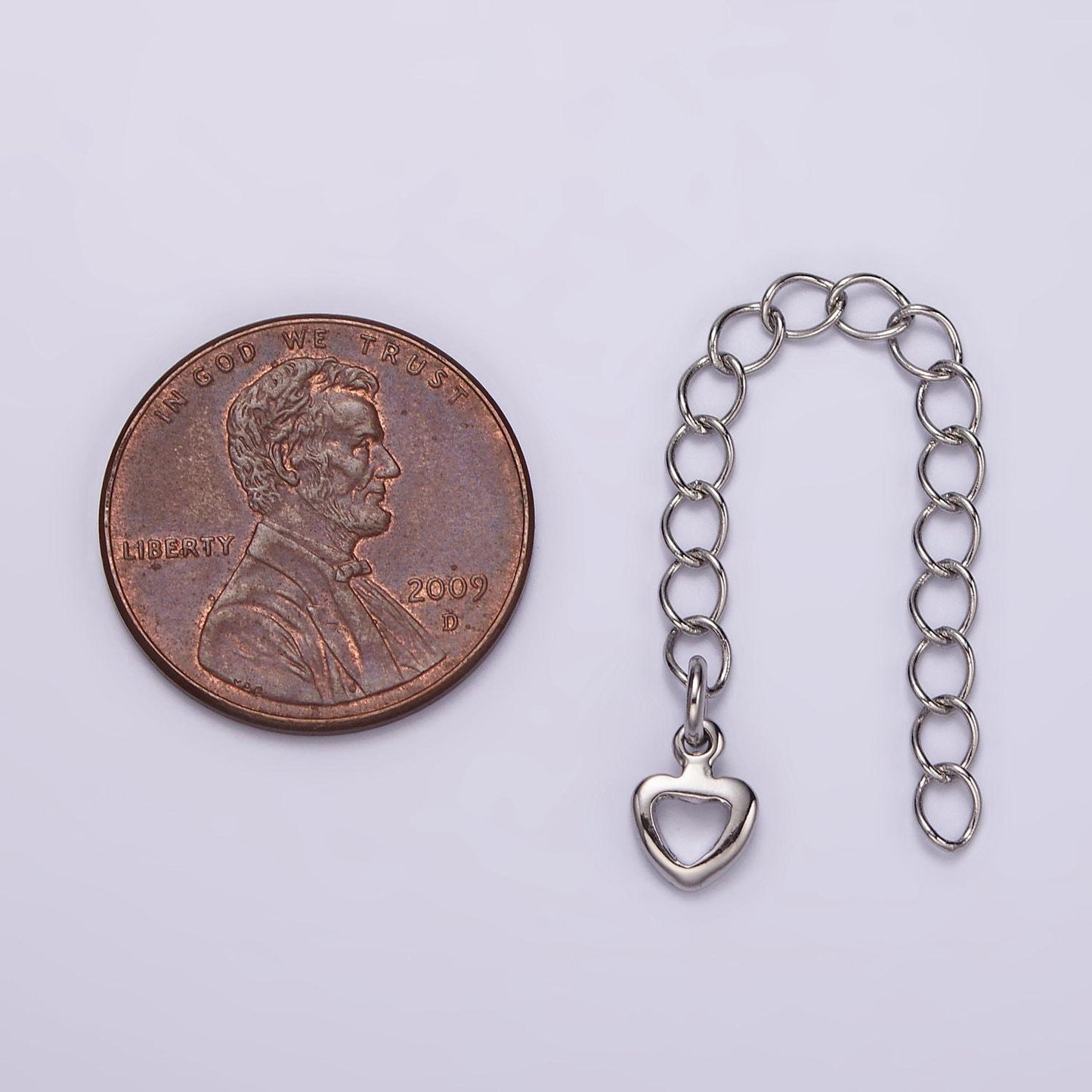 Extender silver chain 2.5 inch with heart charm for diy bracelet necklace jewelry making z716