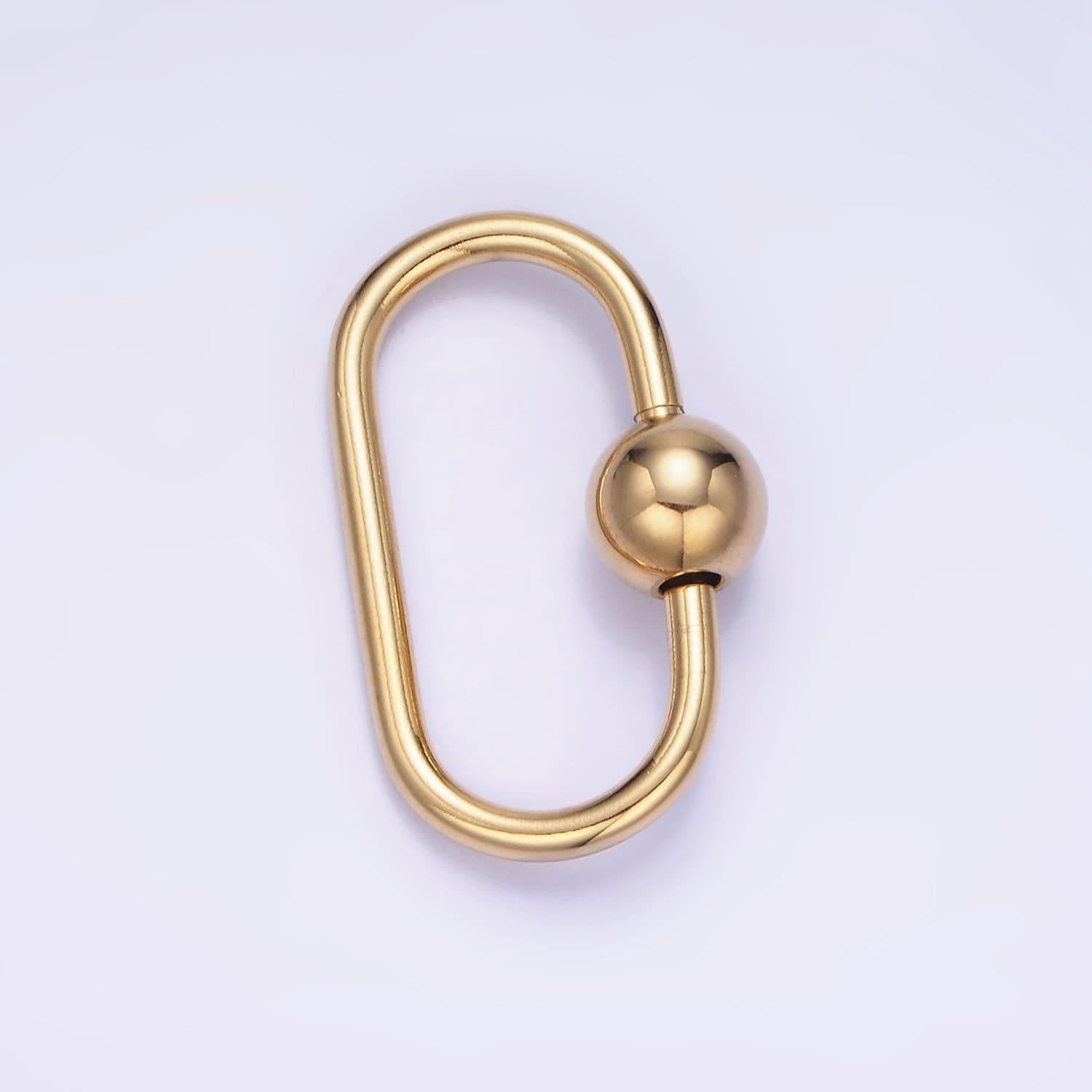 Stainless steel 25mm bead oval oblong carabiner closure finding | z-691