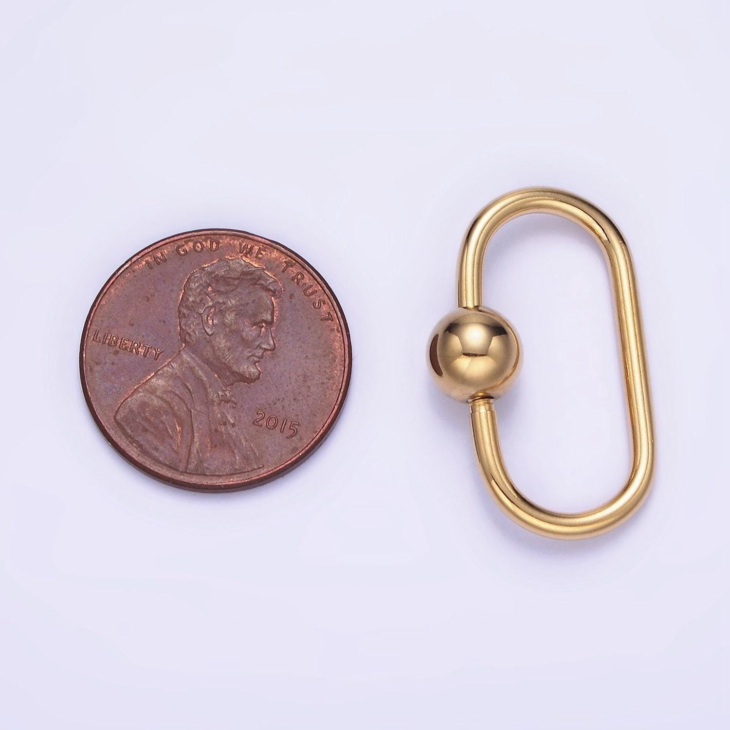 Stainless steel 25mm bead oval oblong carabiner closure finding | z-691