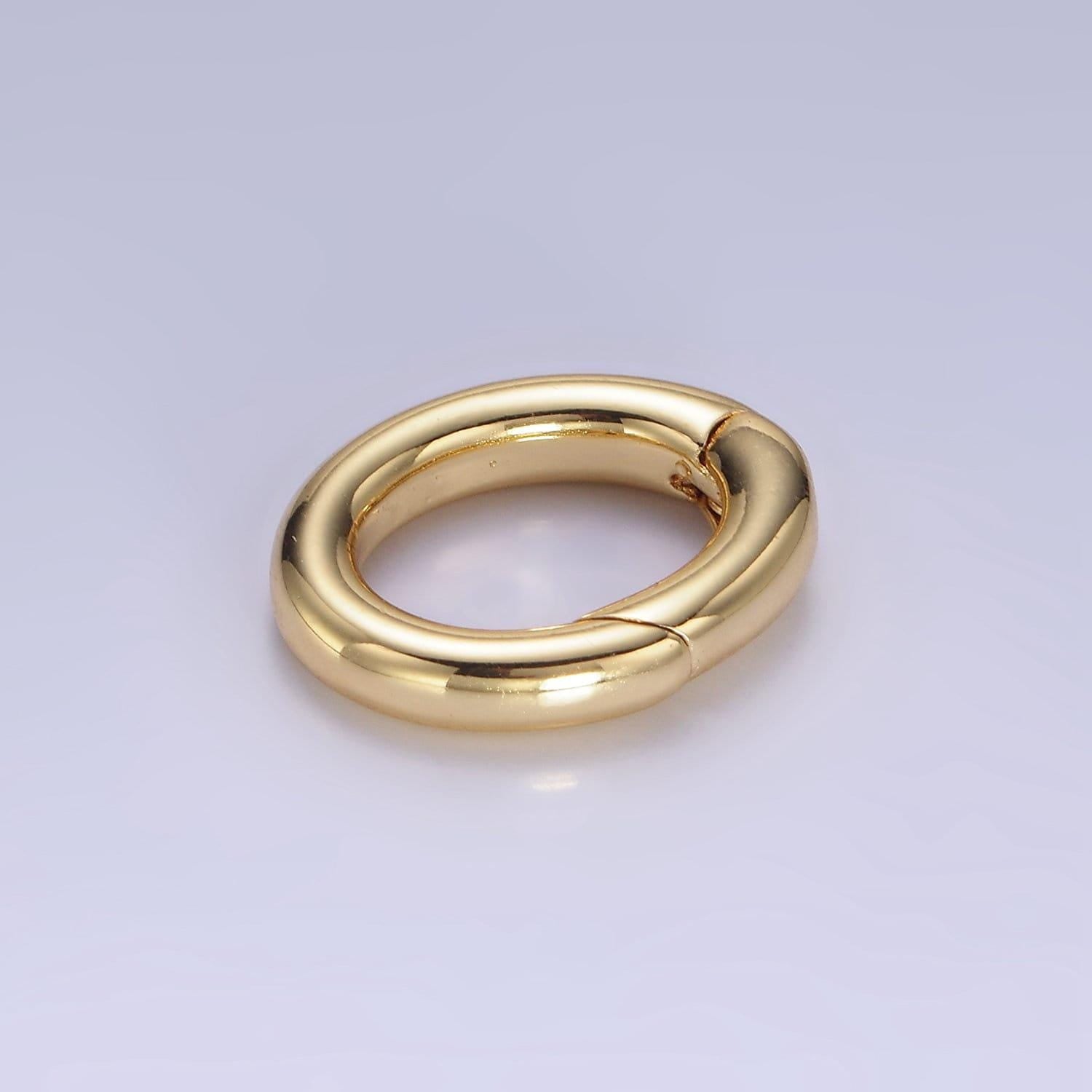 Dainty gold spring gate ring, push gate ring mini oval ring charm holder gold clasp for jewelry clasp z679
