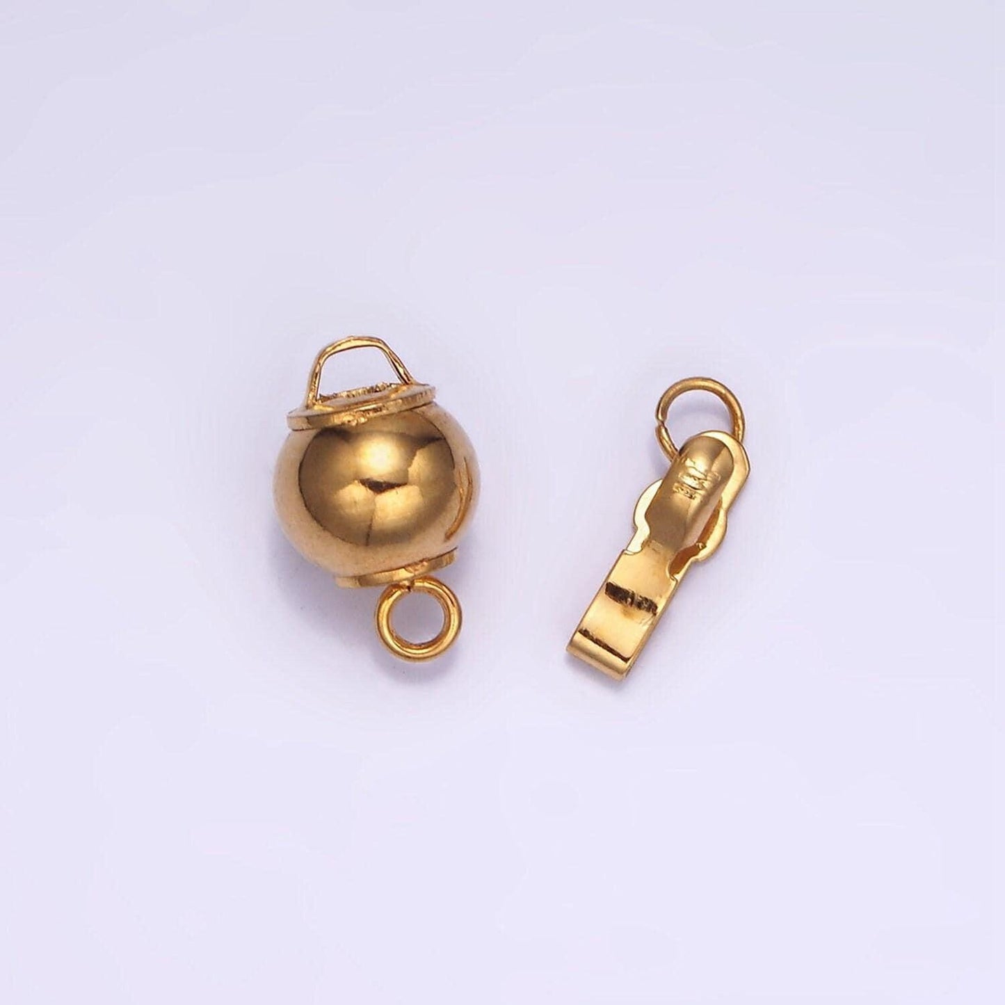Gold stainless steel ball clasp with ring for necklace bracelet jewelry making smooth ball closure connector push in lock end clasp z662