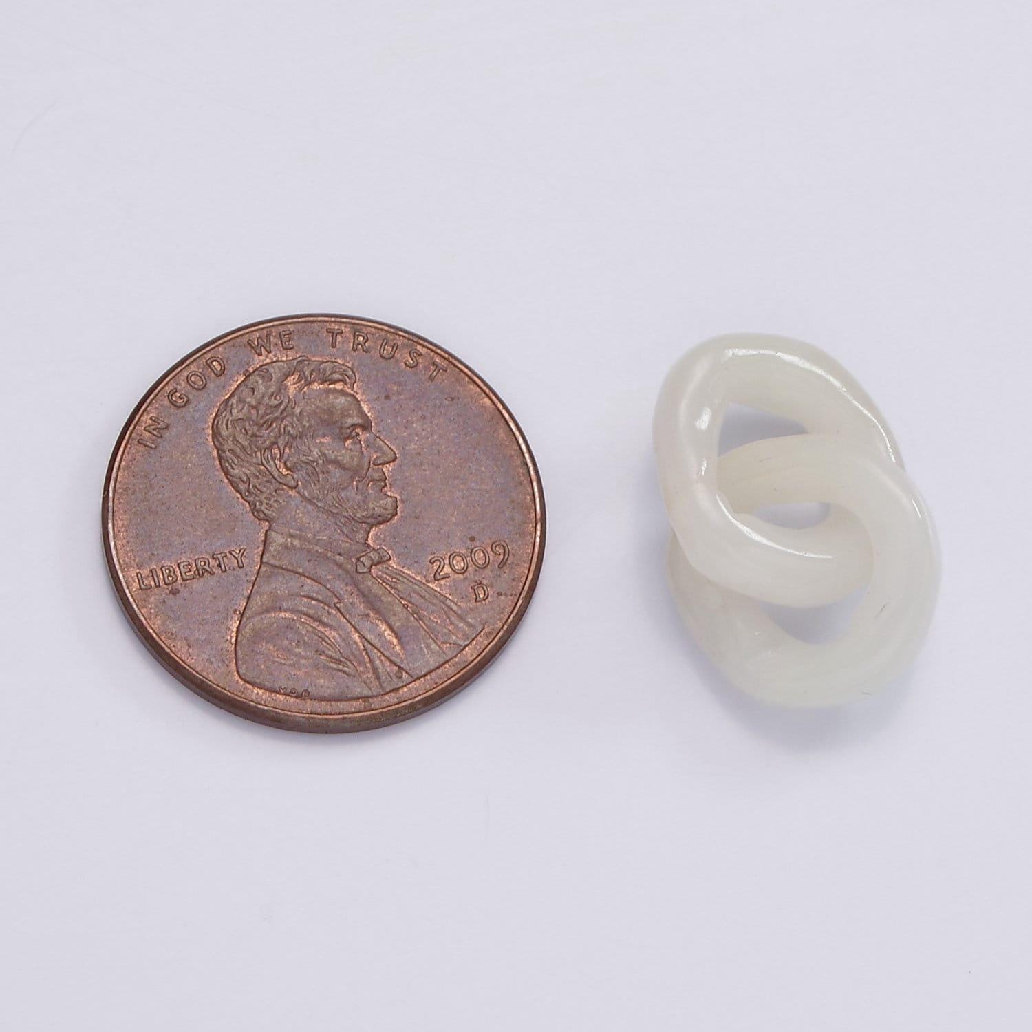 Genuine white jade link oval cable charm connector for bracelet necklace component for jewelry making supply z659