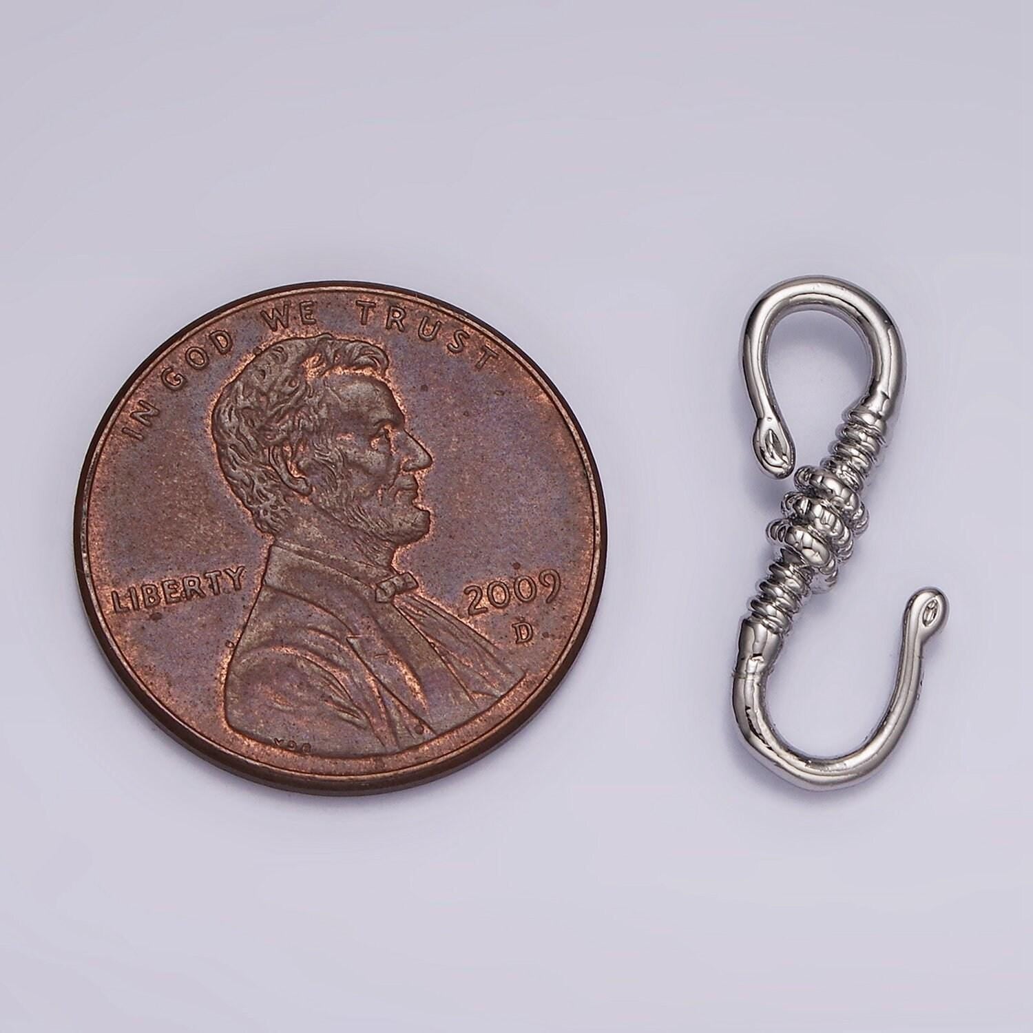 Dainty silver plated tied s-hook clasps closure jewelry supply findings | z-657