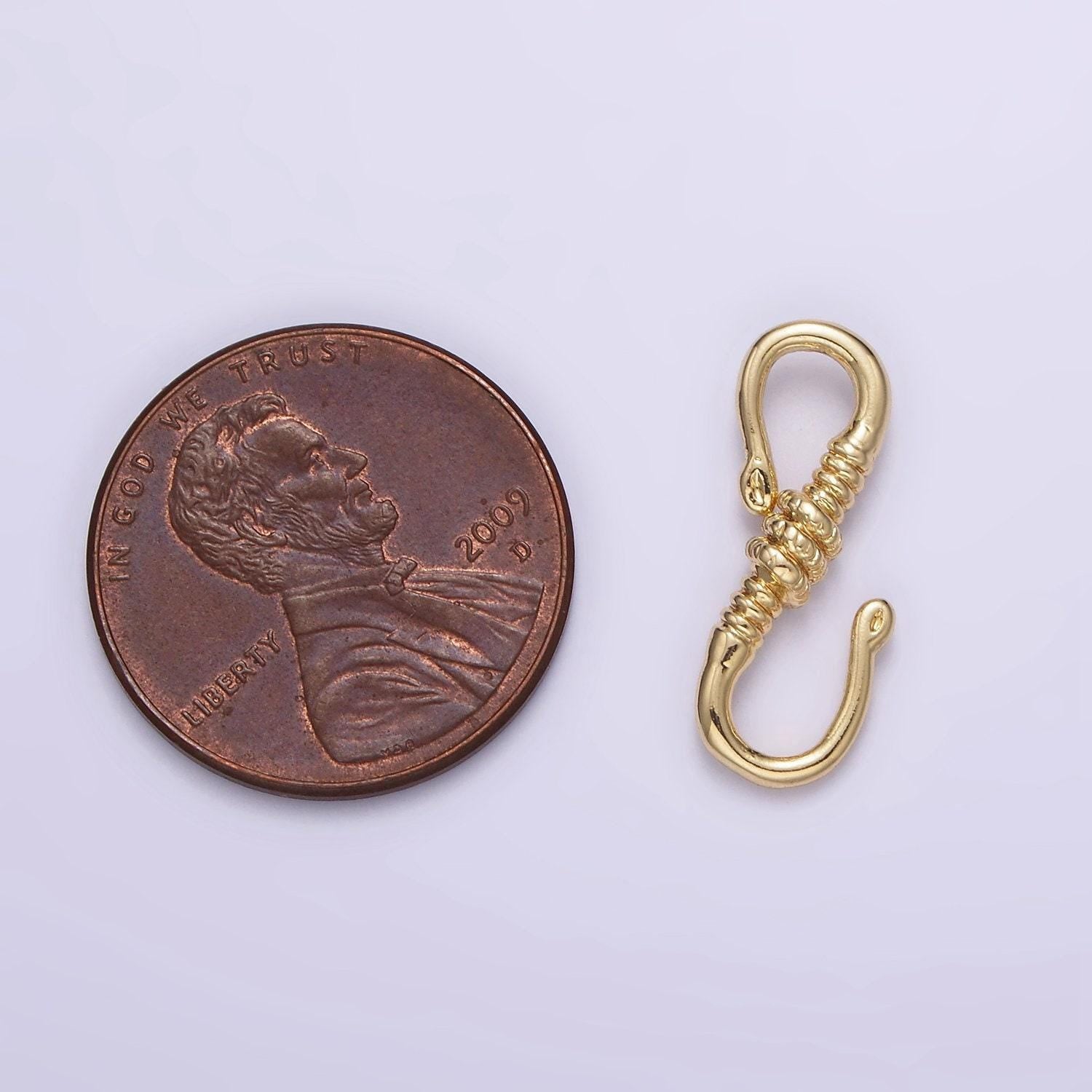 Gold filled 15mm curved s-hook clasps closure jewelry supply findings | z-657