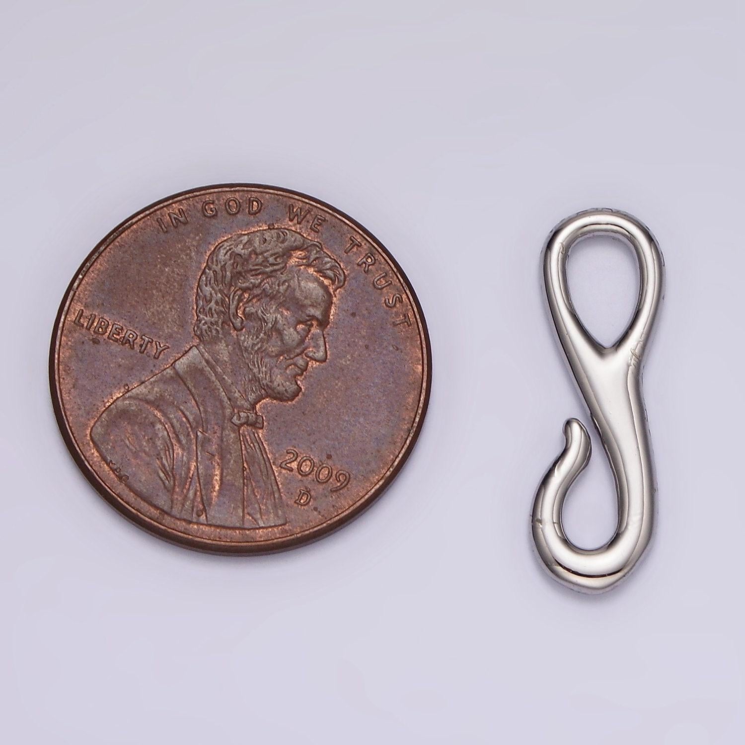 Rhodium silver plated 19.8mm s-hook curved closure clasps supply findings | z-669