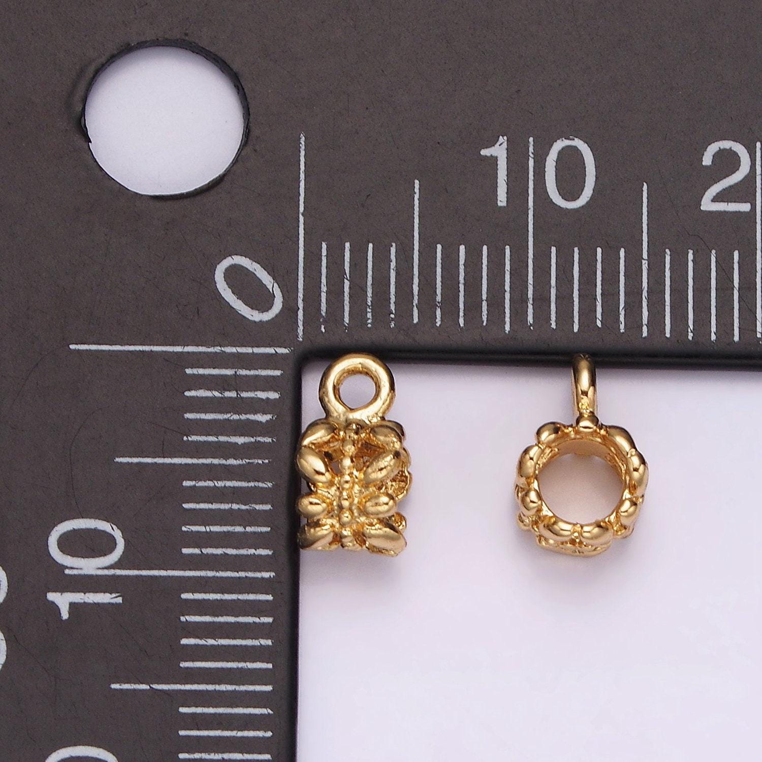 Gold bail beads, hanger beads spacer with ring, bracelet jewelry making, charm link beads, spacer ring for round cord, donut bail bead z649