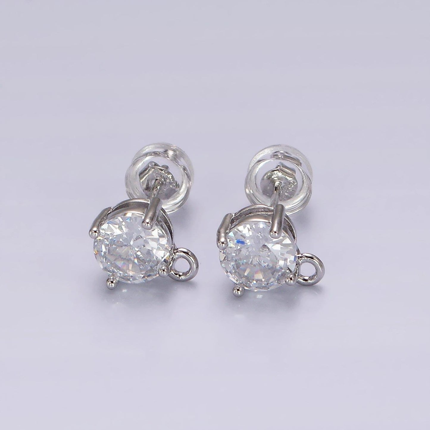 Dainty color pave cz earring with open link cz micro pave round ear studs, cubic zirconia earring stud for earring component z626
