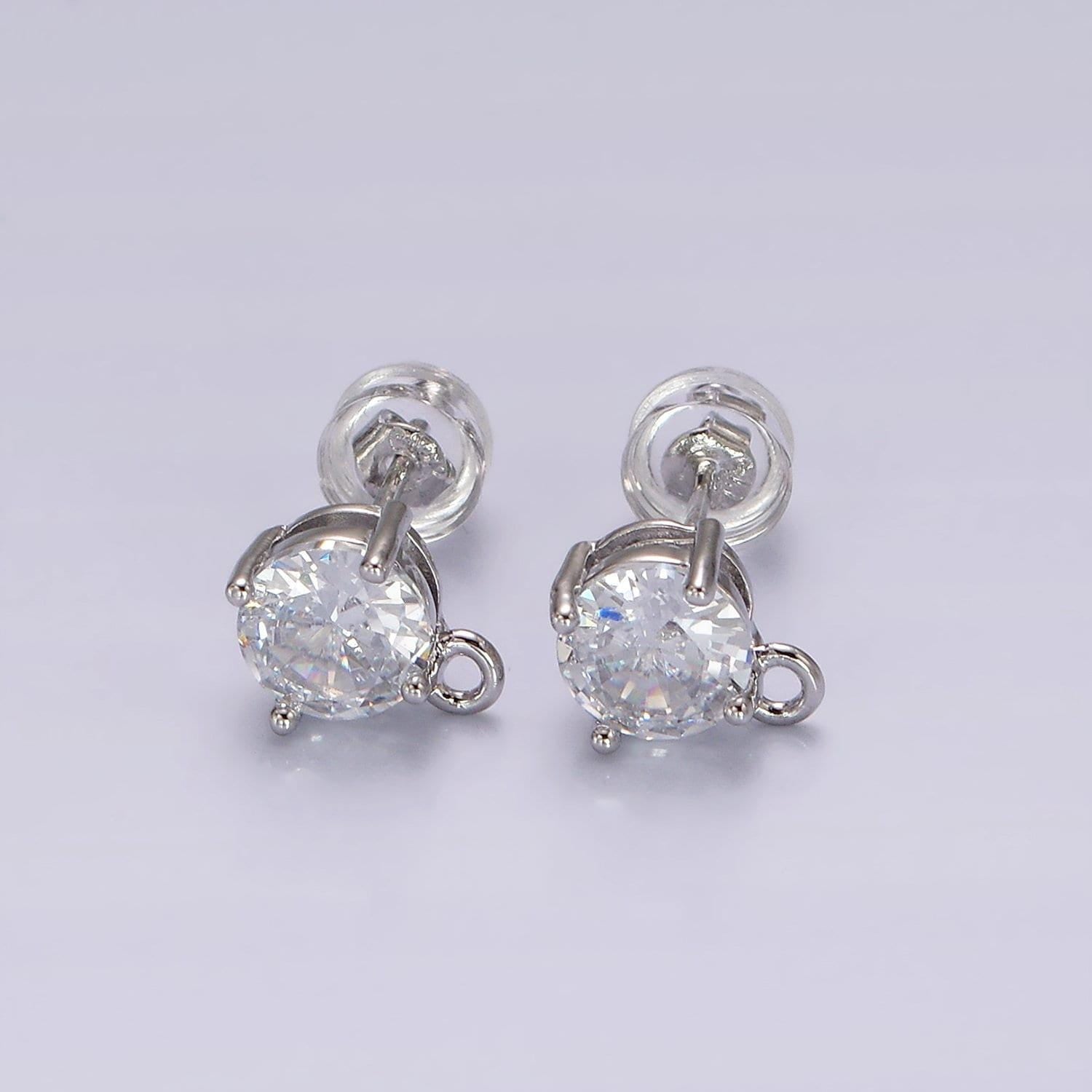 Dainty color pave cz earring with open link cz micro pave round ear studs, cubic zirconia earring stud for earring component z626