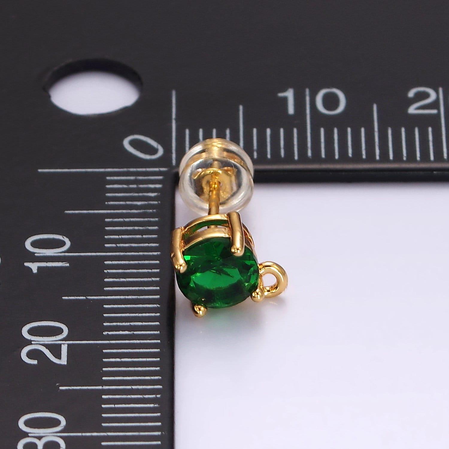 Dainty color pave cz earring with open link cz micro pave round ear studs, cubic zirconia earring stud for earring component z626
