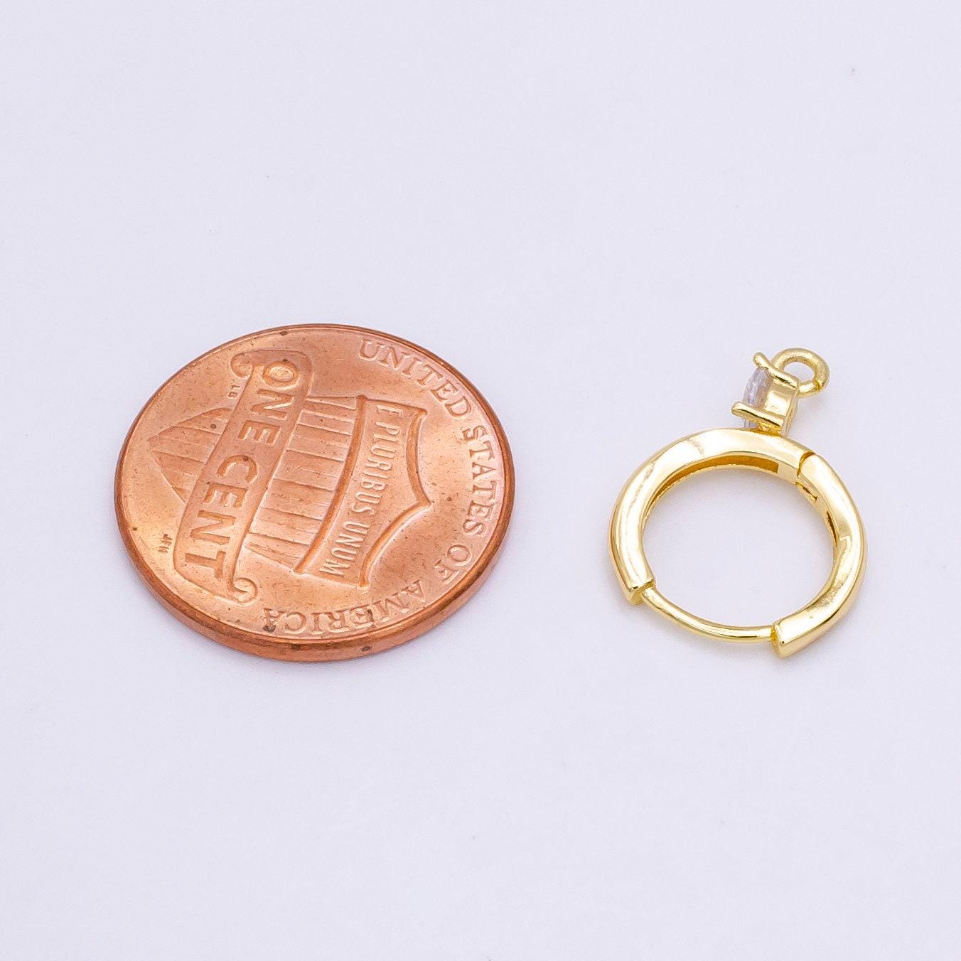 Dainty gold filled huggie w/ open link lever back hoop earring making, 16x12 mm nickel & lead free for cz earring charm making findings z614
