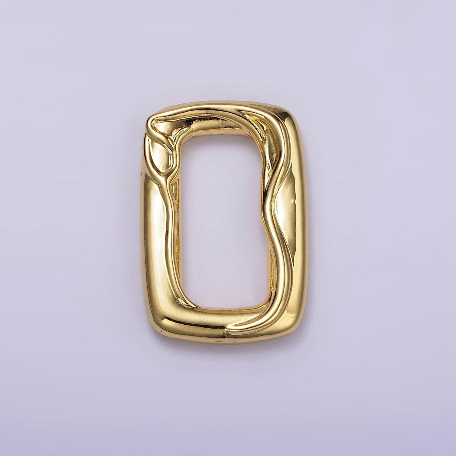 14k gold filled rectangle gold molten charm abstract geometric charm | z-615