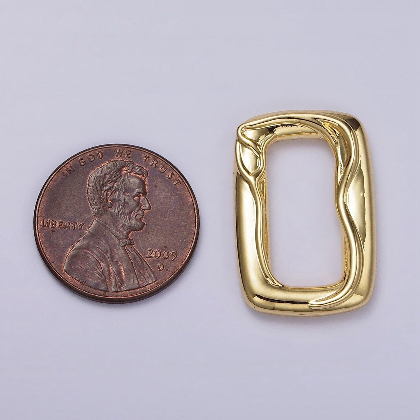 14k gold filled rectangle gold molten charm abstract geometric charm | z-615
