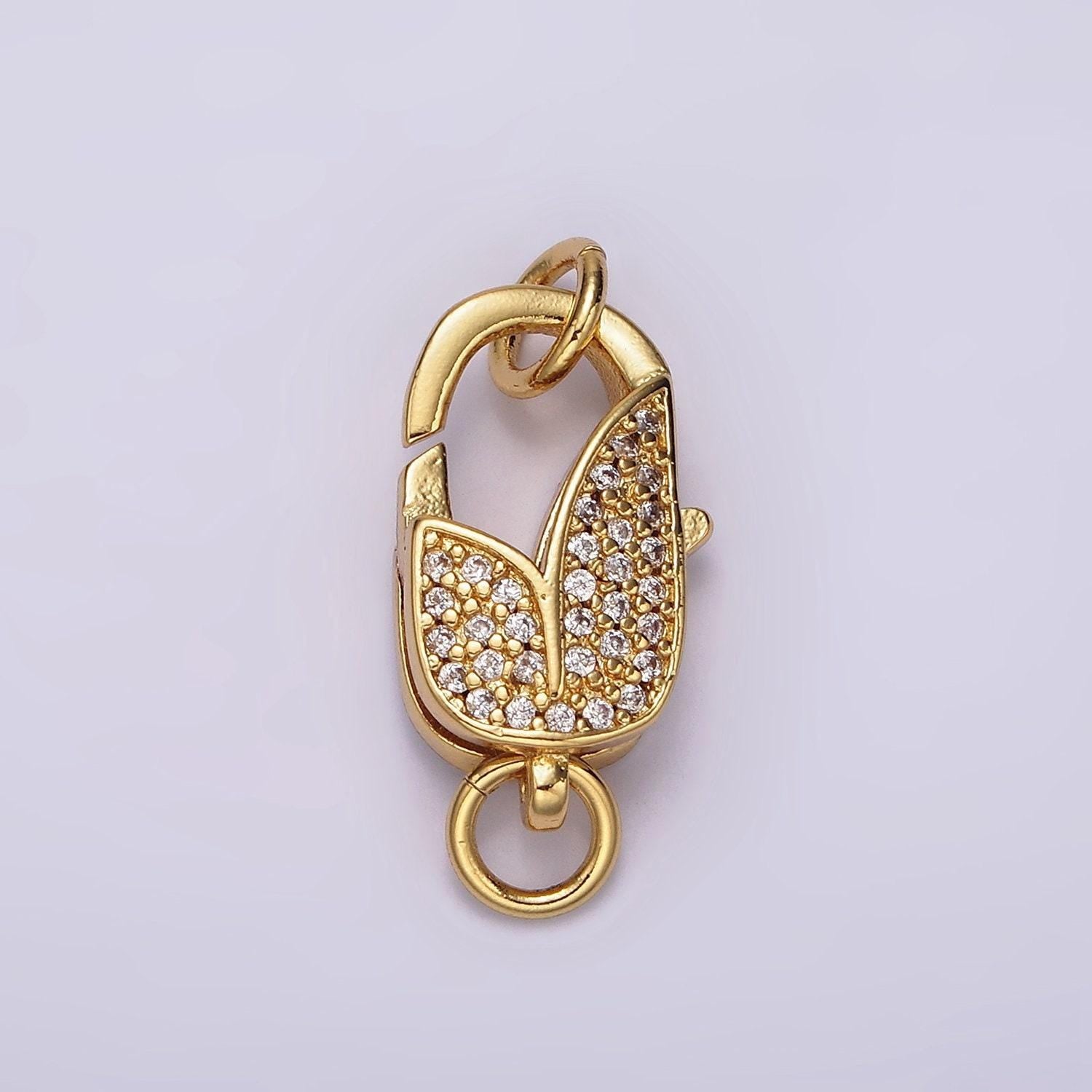 14k gold filled lobster claw clasps tulip micro paved cz jewelry closure findings supply in gold & silver | z607 z608