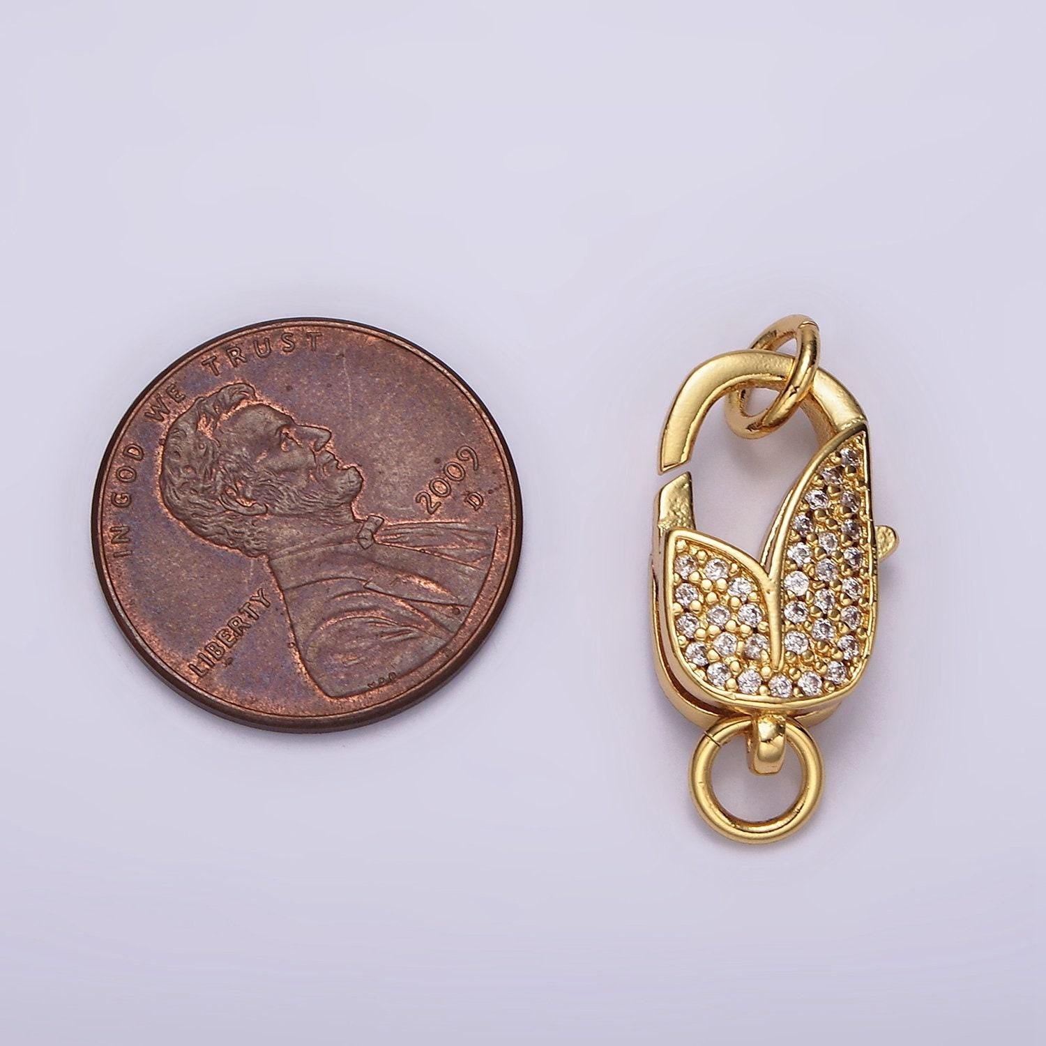 14k gold filled lobster claw clasps tulip micro paved cz jewelry closure findings supply in gold & silver | z607 z608