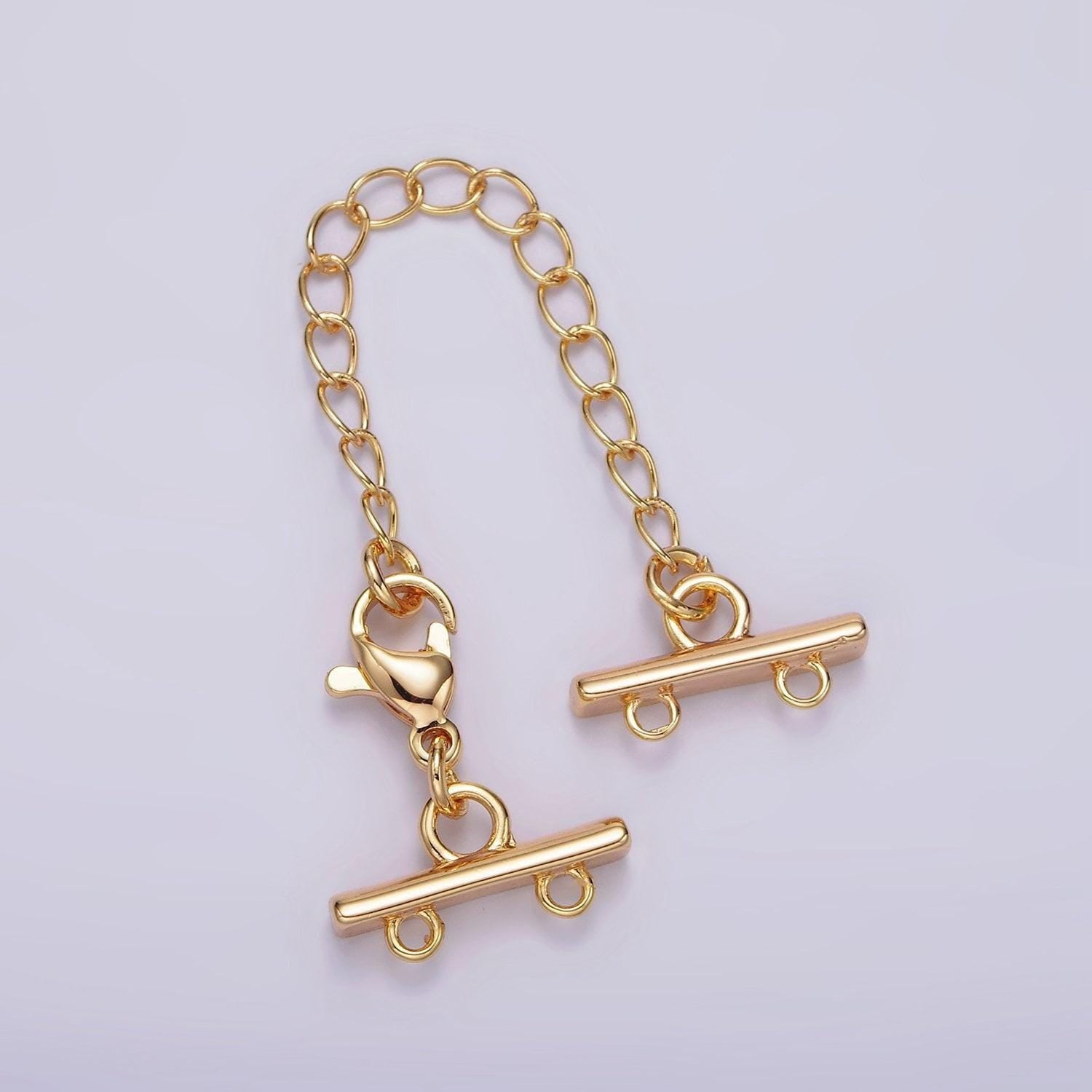 14k gold filled double, triple, quadruple multiple layer necklace detangler bar lobster clasps w. extender findings | z595 - z597