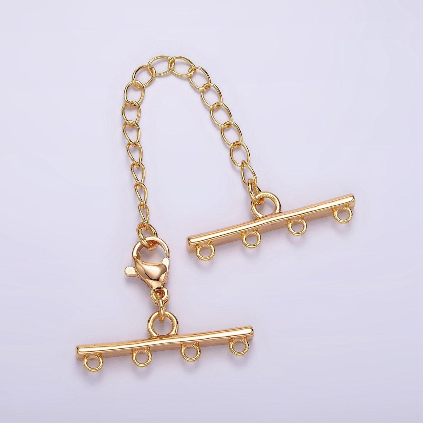 14k gold filled double, triple, quadruple multiple layer necklace detangler bar lobster clasps w. extender findings | z595 - z597