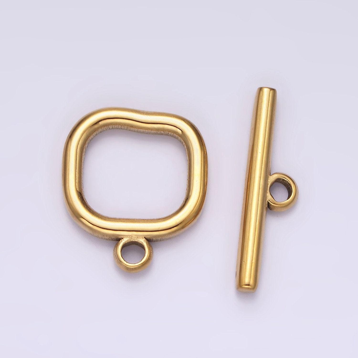 Stainless steel square toggle clasp closure minimalist jewelry findings supply in gold & silver | z589 z590
