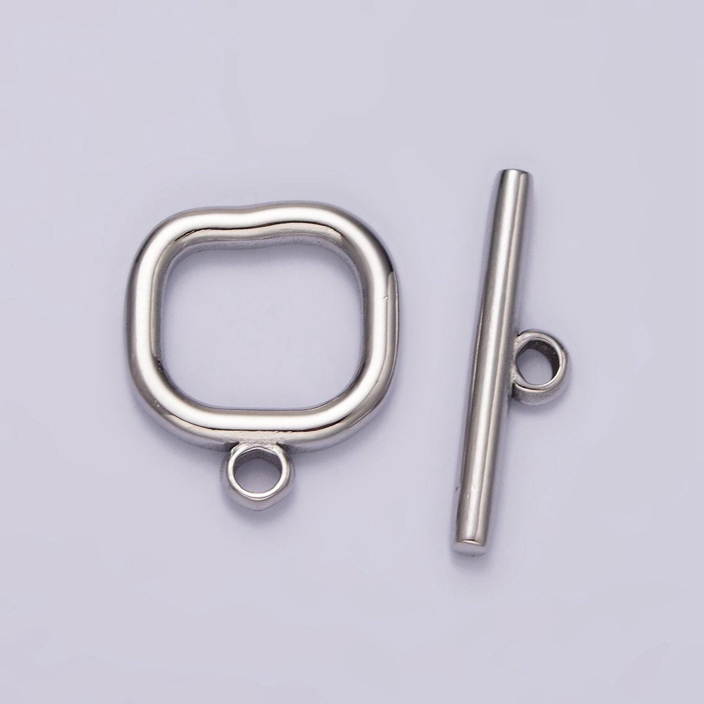 Stainless steel square toggle clasp closure minimalist jewelry findings supply in gold & silver | z589 z590