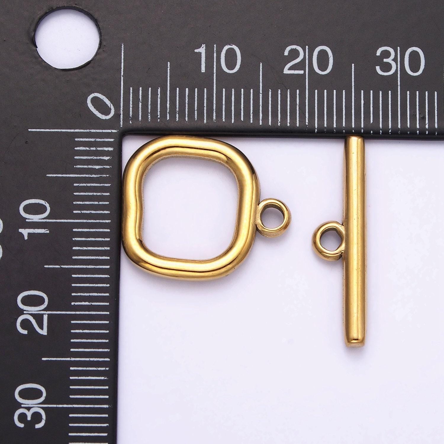 Stainless steel square toggle clasp closure minimalist jewelry findings supply in gold & silver | z589 z590