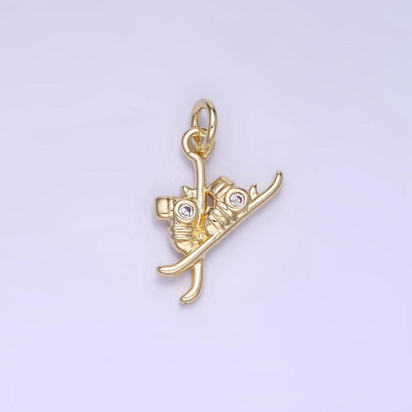 14k gold filled ski shoes with cz charm | ag-665