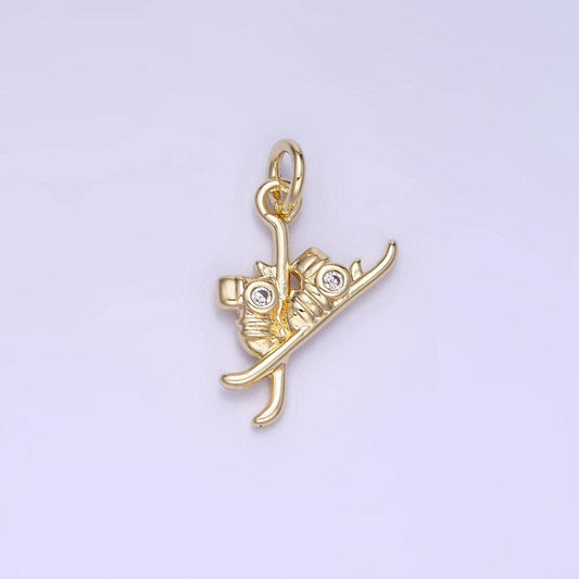 14k gold filled ski shoes with cz charm | ag-665