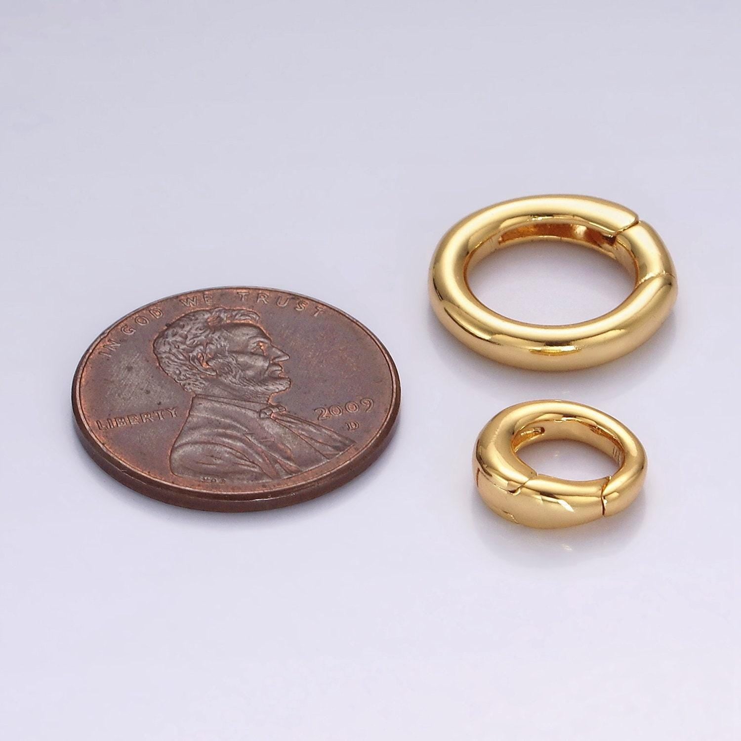 14k gold filled 14.5mm, 10mm push round spring gate ring jewelry closure findings supply | z570 z571