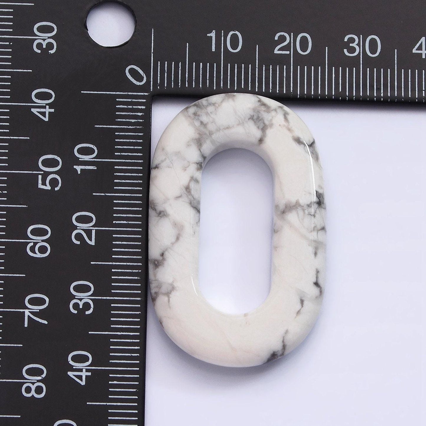 40mm howlite natural gemstone open oblong rectangular jewelry findings paper clip link for necklace connector charm | z545