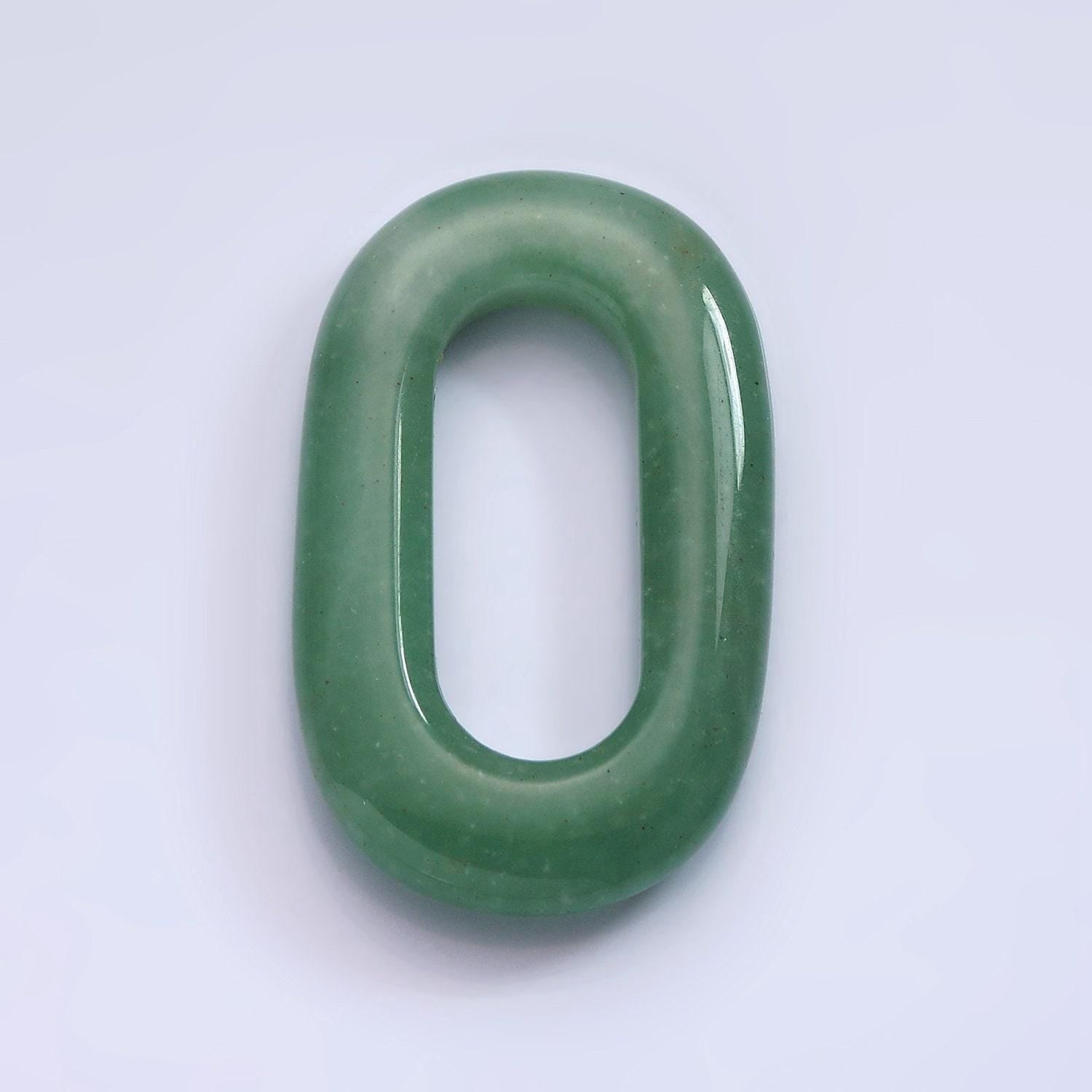 Oblong oval gemstone paper clip link interlocking aventurine oval shaped connector jewelry finding capsule pill shape z543