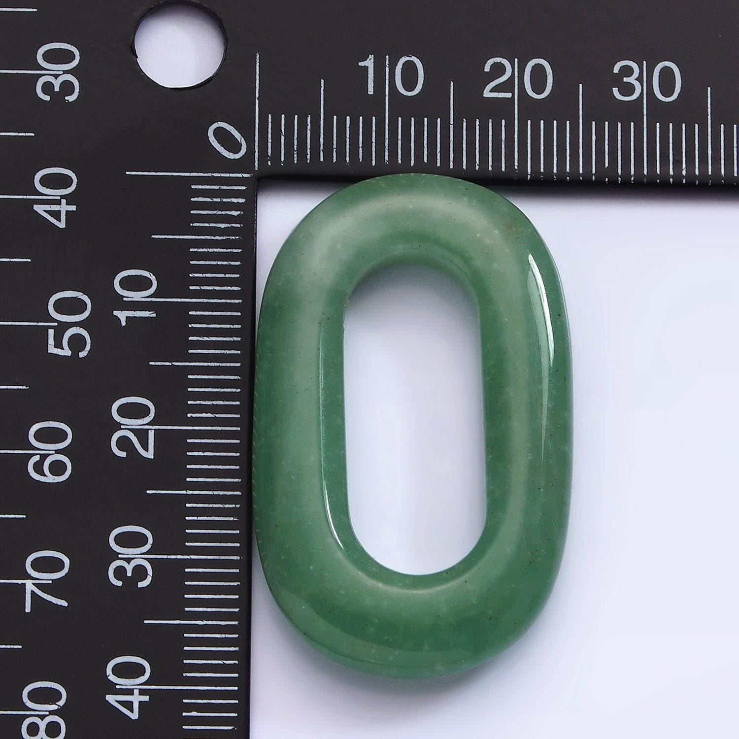 Oblong oval gemstone paper clip link interlocking aventurine oval shaped connector jewelry finding capsule pill shape z543