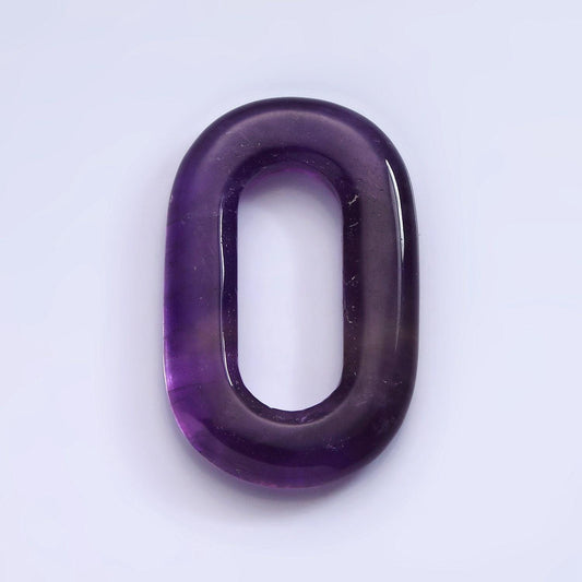 Oblong oval gemstone paper clip link interlocking purple amethyst oval shaped connector jewelry finding capsule pill shape z542