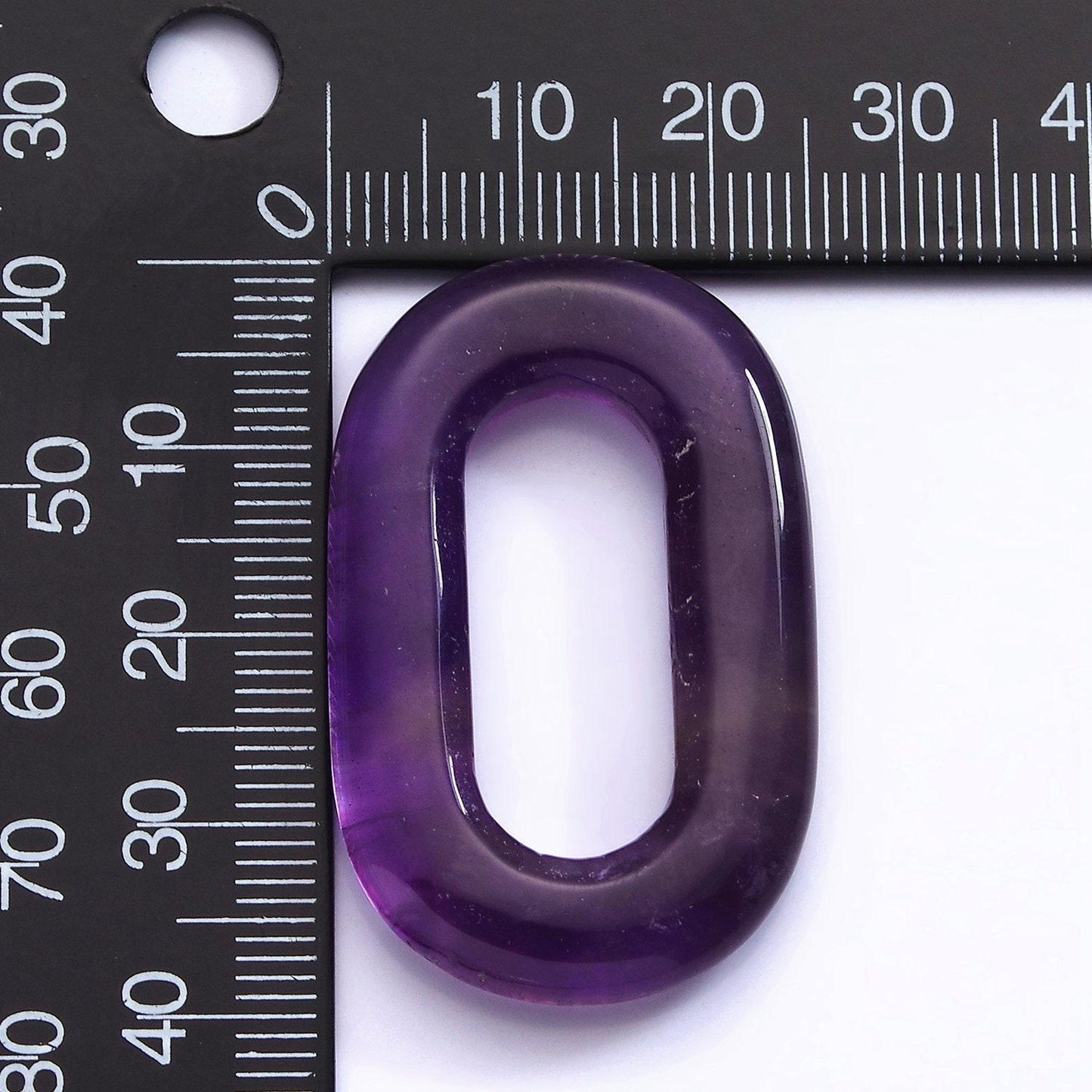 Oblong oval gemstone paper clip link interlocking purple amethyst oval shaped connector jewelry finding capsule pill shape z542