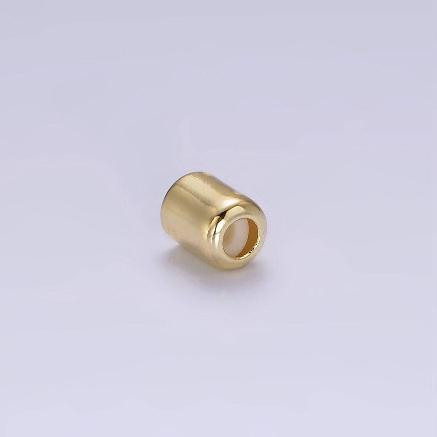 1x gold slider beads tube cylinder chain silicon stopper bolo gold beads, diy bracelets necklace for adjustable jewelry making supply z-536